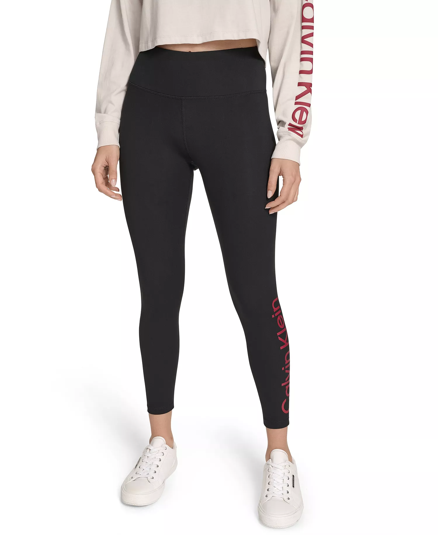 Women's High-Rise 7/8 Training Leggings - Black / Otherworld Red - M