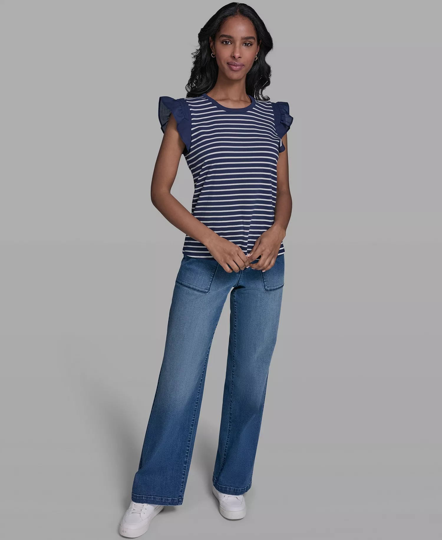 Women's Sleeveless Crewneck Knitted Top - Navel Academy/soft White - L