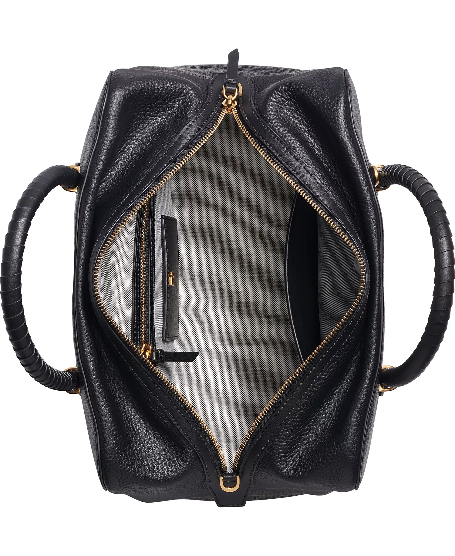 Chantilly Medium Leather Satchel Bag - Black/Gold - ONE SIZE