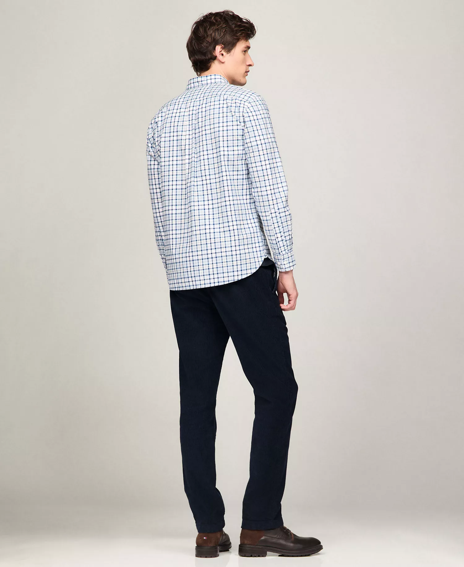 Men's Flex Poplin Tartan Slim-Fit Long-Sleeve Shirt - Deep Indigo/ Breezy Blue Check - 3XLT