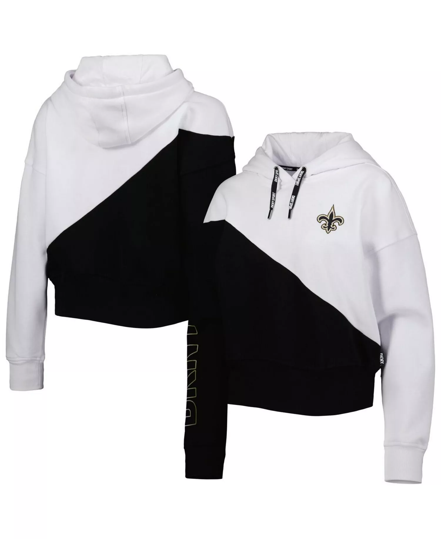 Women's White and Black New Orleans Saints Bobbi Color Blocked Pullover Hoodie - White, Black - 2XL