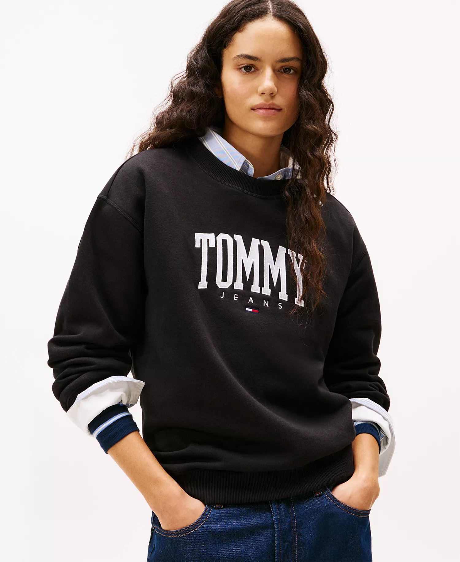 Women's Collegiate Crewneck Logo Sweatshirt - Black - L