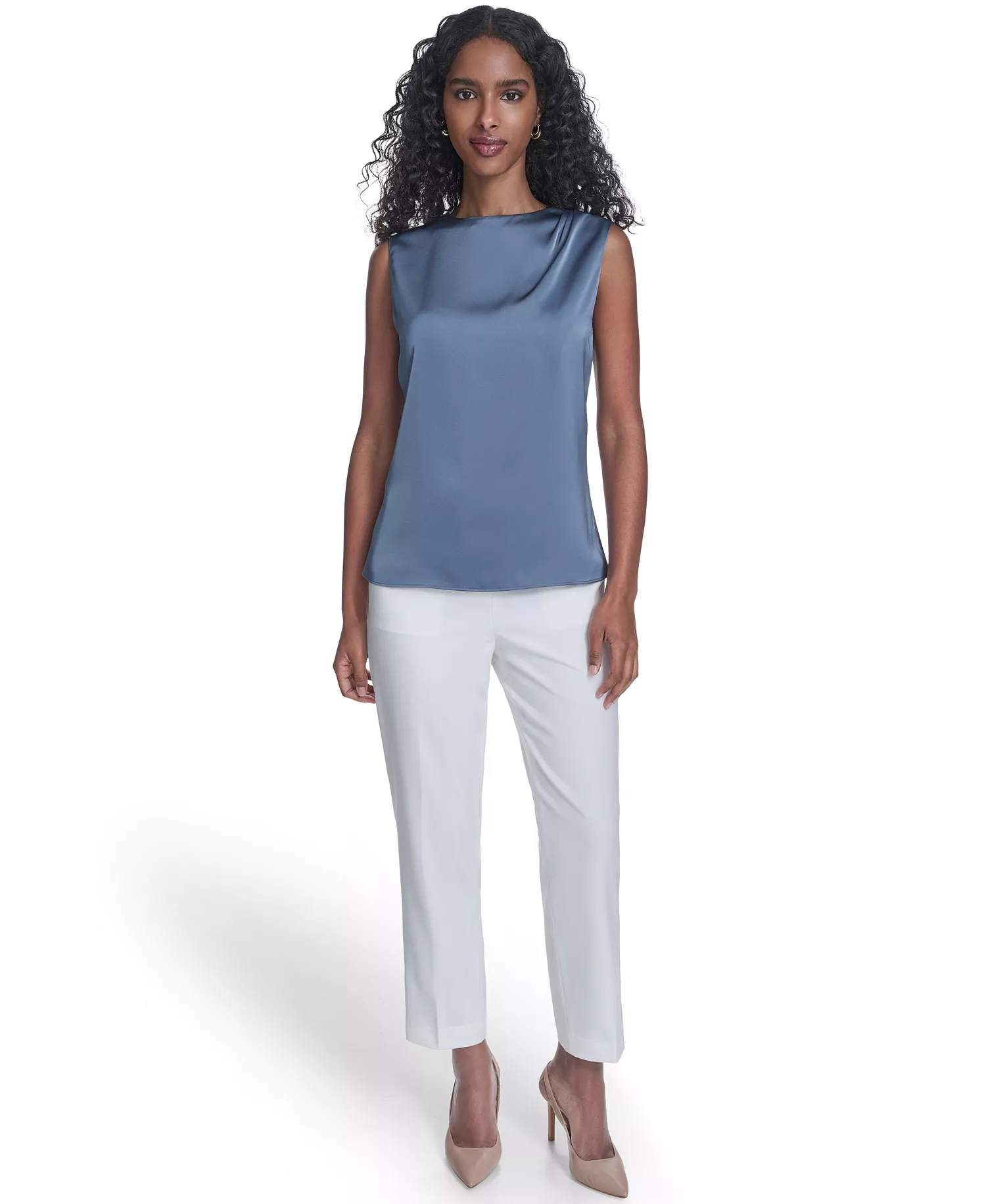 Women's Solid Sleeveless Crewneck Top - Flint - L