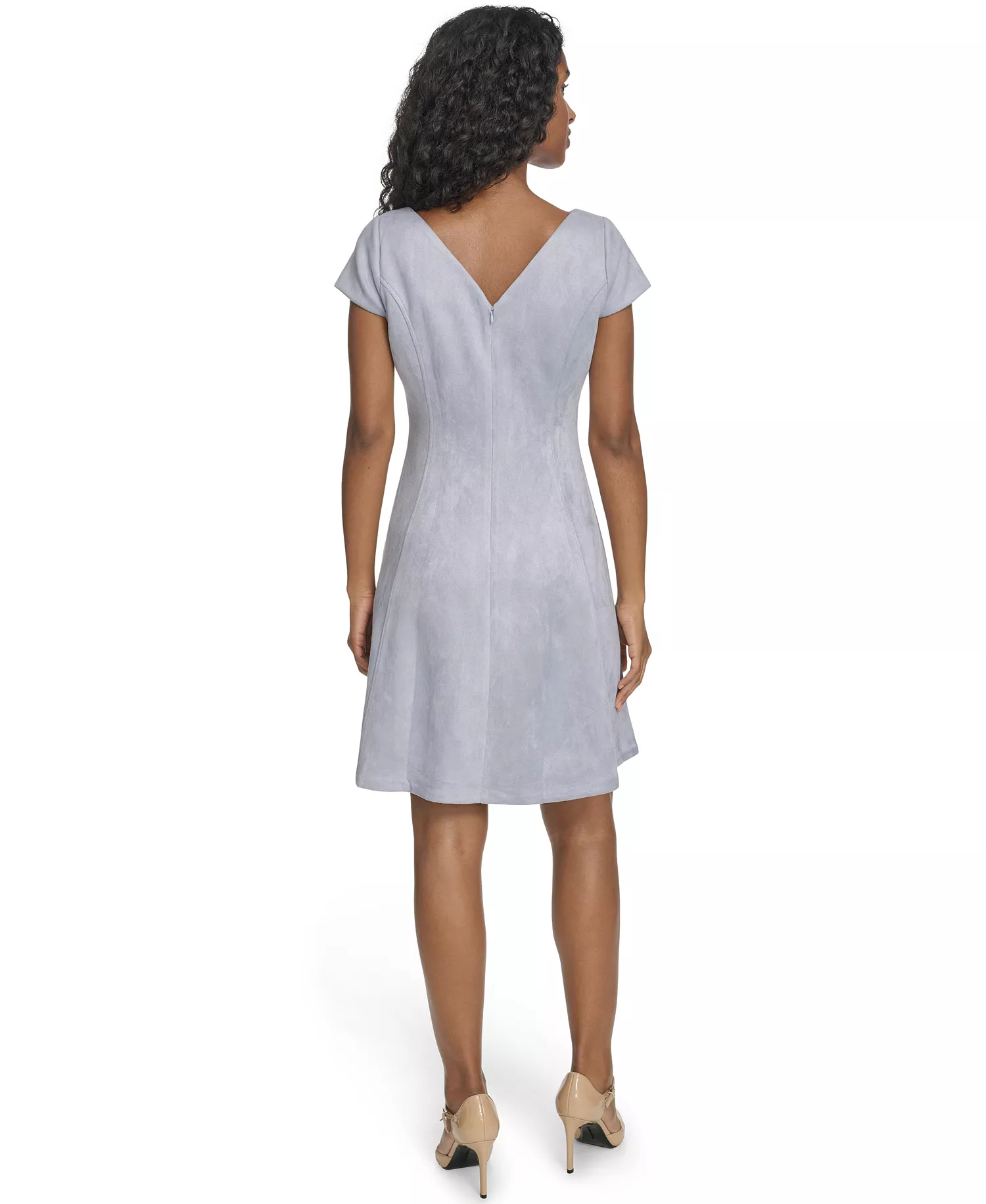 Women's Petite Short-Sleeve A-Line Dress - Slate - 0P