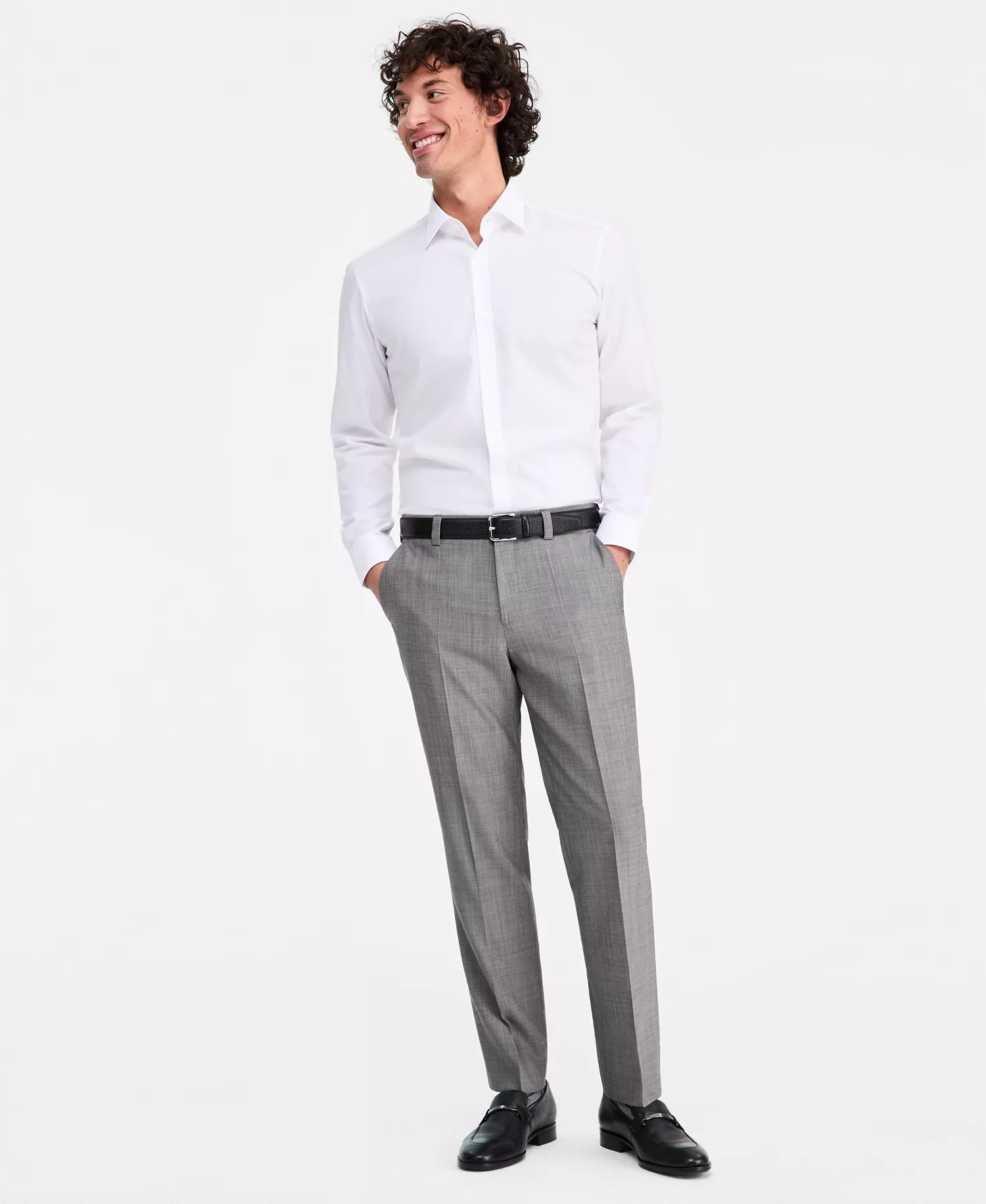 Men's Modern-Fit Suit Separate Trousers - Dark Grey - 30x30