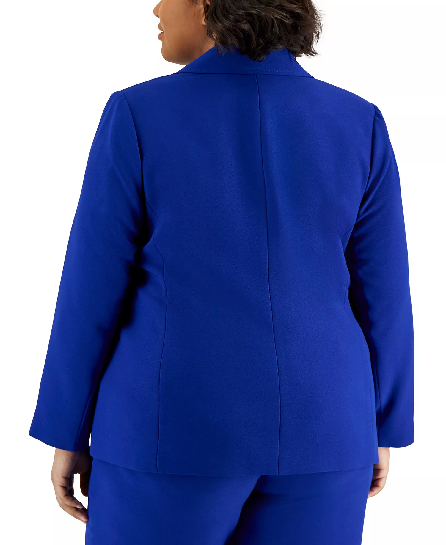Plus Size One-Button Blazer & Wide-Leg Pants Suit Separates - Cobalt - 24W