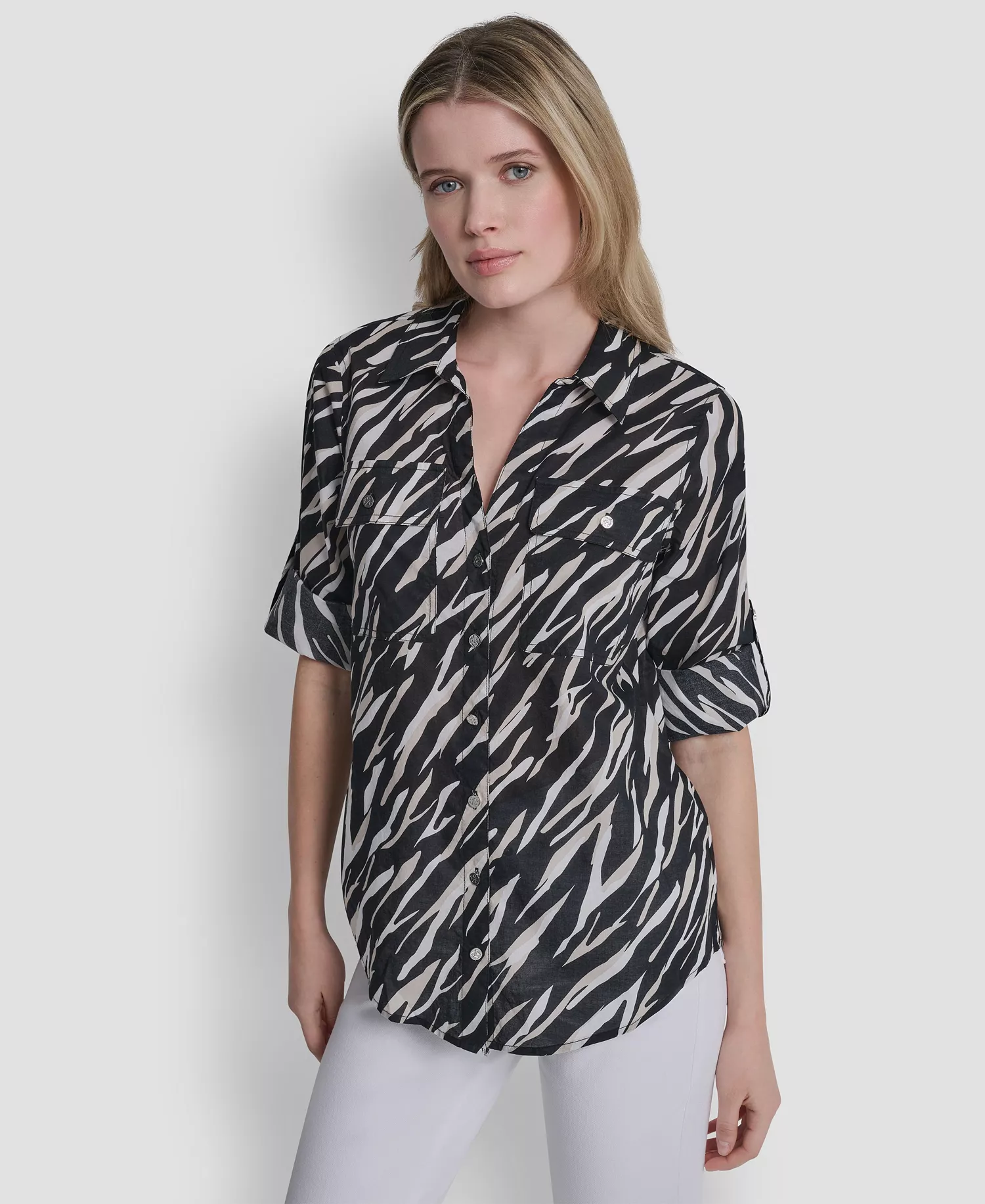 Women's Printed Long-Sleeve Shirt - Concrete Animal - L