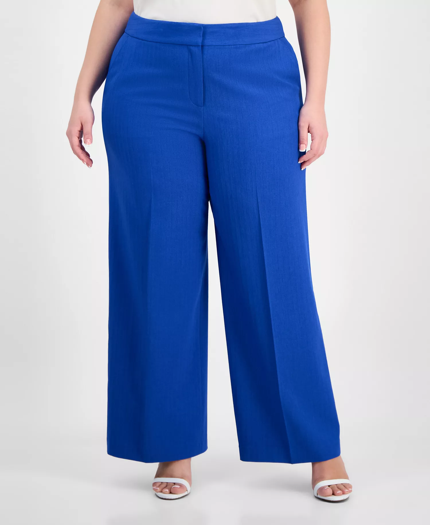 Plus Size Wide-Leg Pants  - New Royal - 14W
