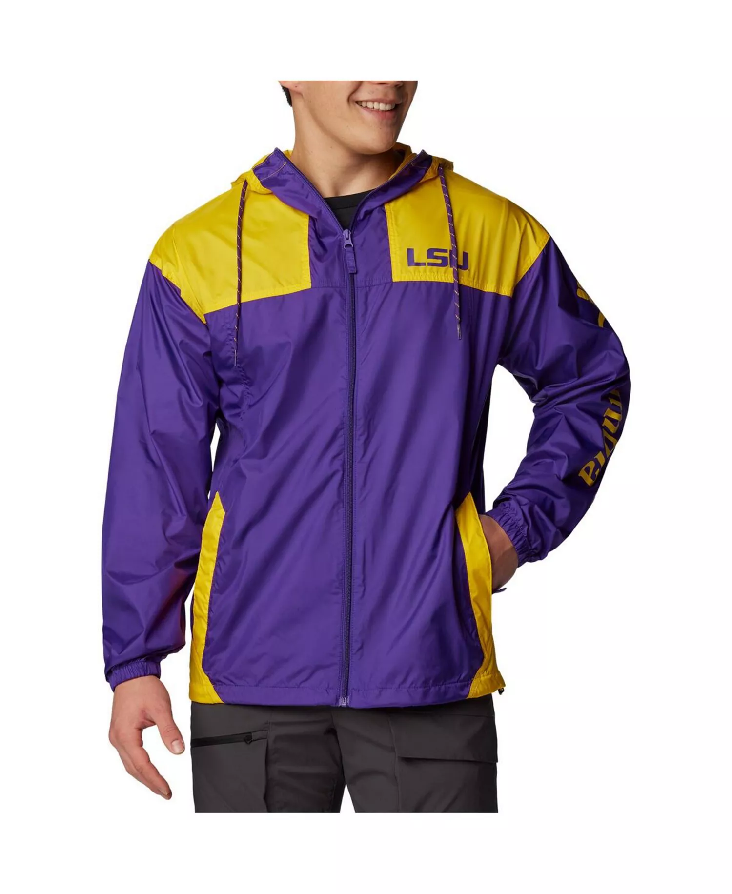 Men's Purple LSU Tigers Flash Challenger Omni-Shade Full-Zip Windbreaker Hoodie Jacket - Purple - M