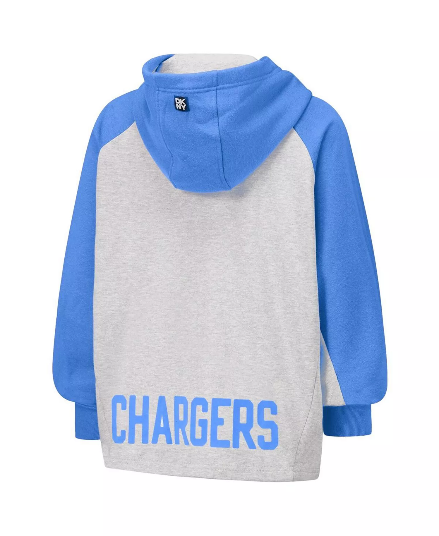 Women's Gray/Powder Blue Los Angeles Chargers Joy Cropped Raglan Pullover Hoodie - Gray, Powder Blue - M