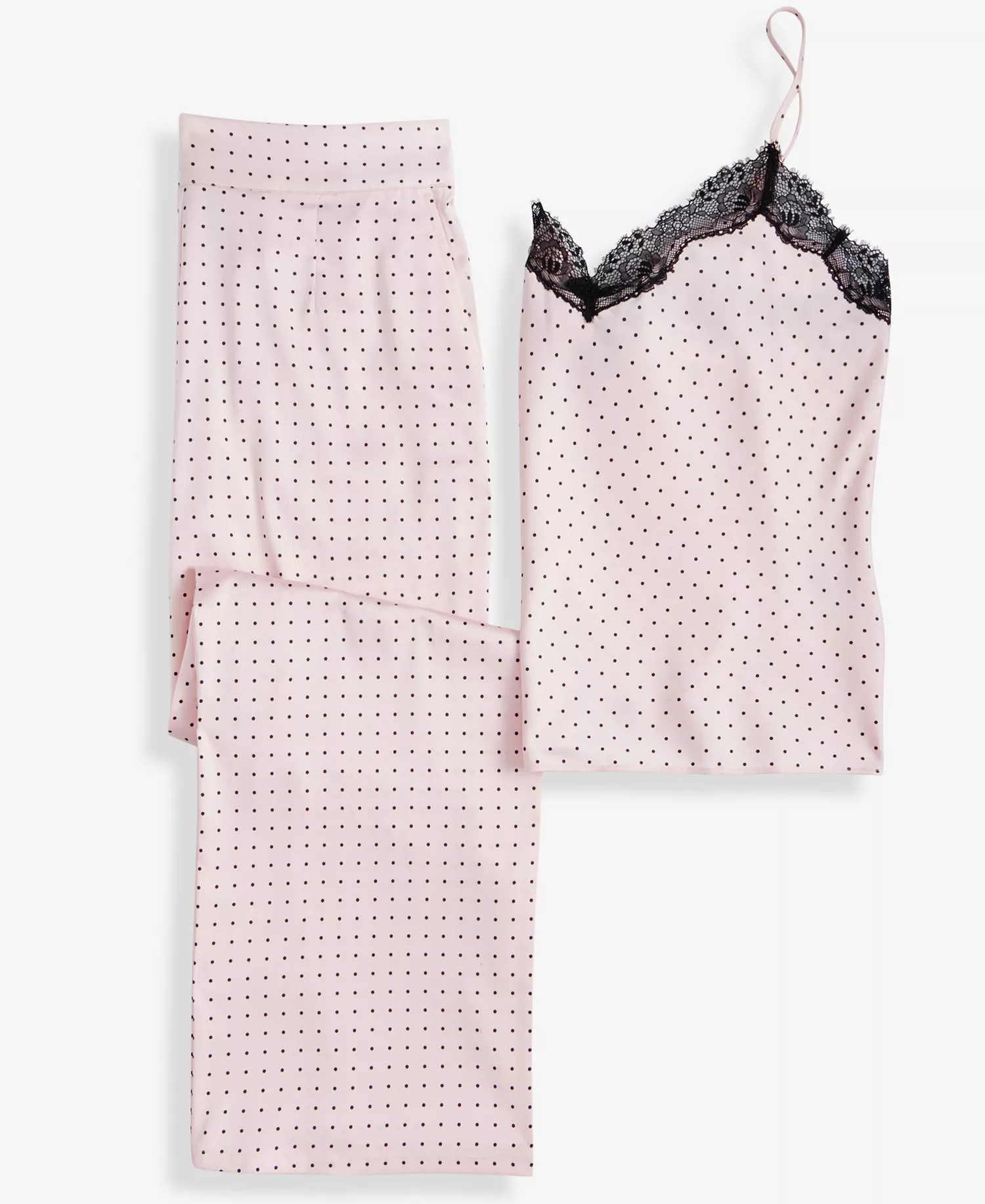 Women's Stretch Satin Lace-Trim Top & Pajama Pants Set, Created for Macy's - Camila Polka Dot - 2XL