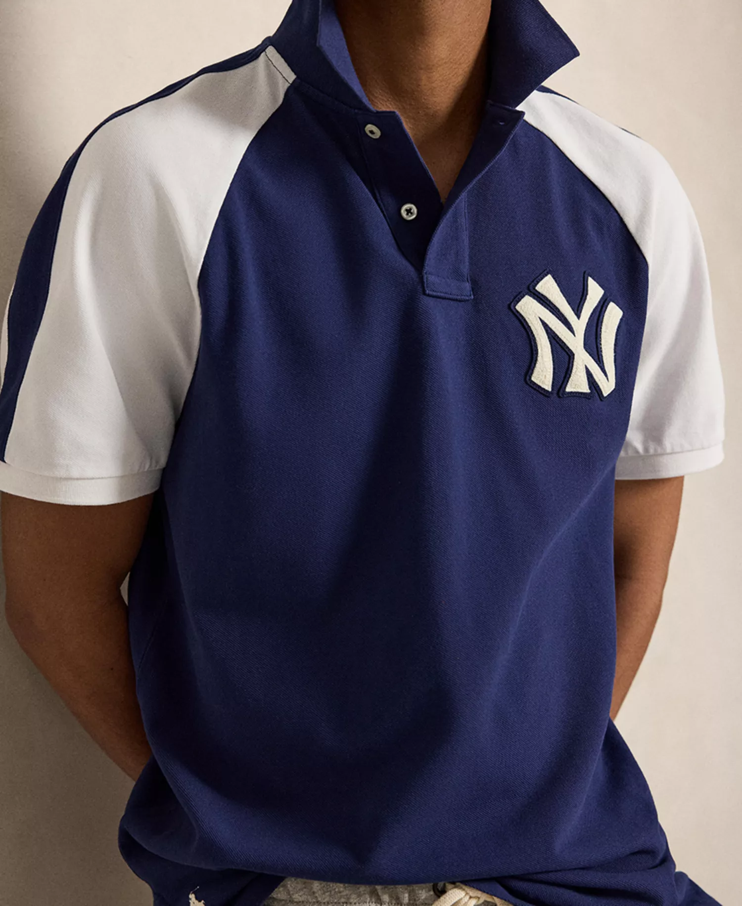 Men's Raglan Short-Sleeve Polo Shirt - Dark Cobalt/Deckwash White - 2XL