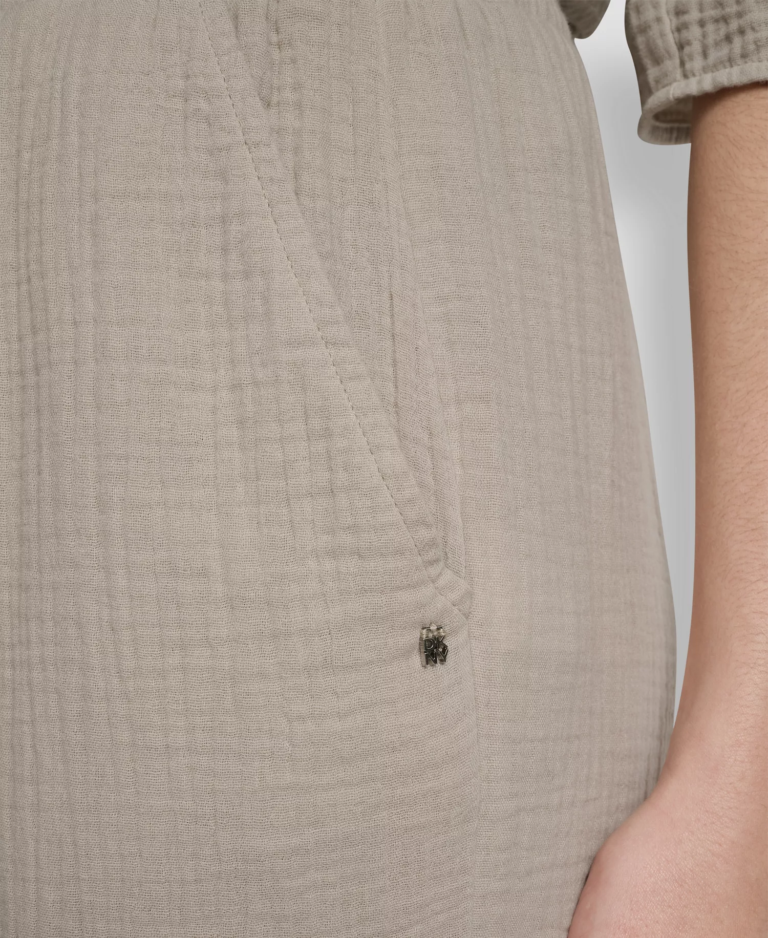 Women's High-Rise Gauze Straight-Leg Pants - Pbl - Pebble - L