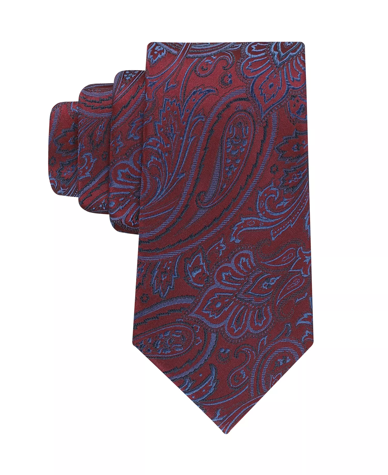 Men's Silky Paisley Pattern Classic Tie - Red - ONE SIZE