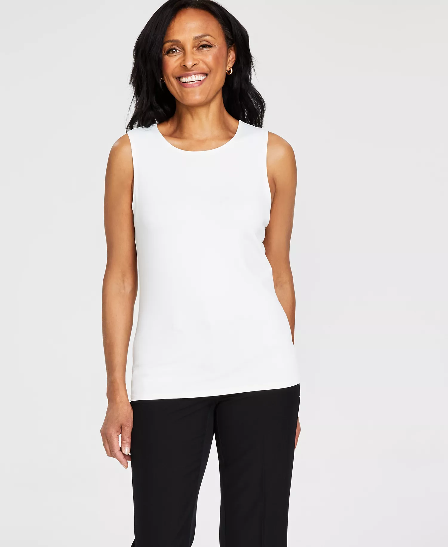 Women's Crewneck Layering Tank Top, Created for Macy's - Bright White - L