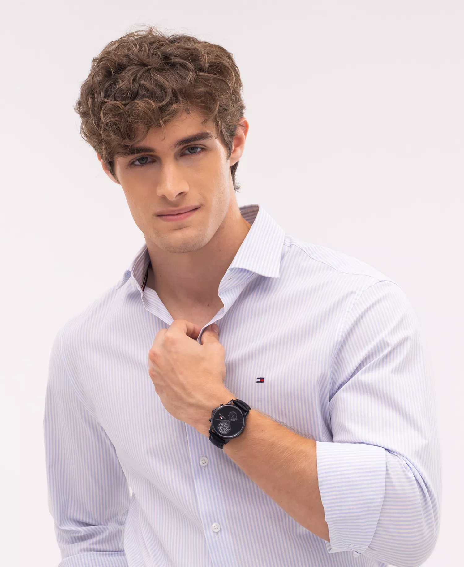 Men's Multifunction Black Leather Strap Watch, 40mm - Black - No Size