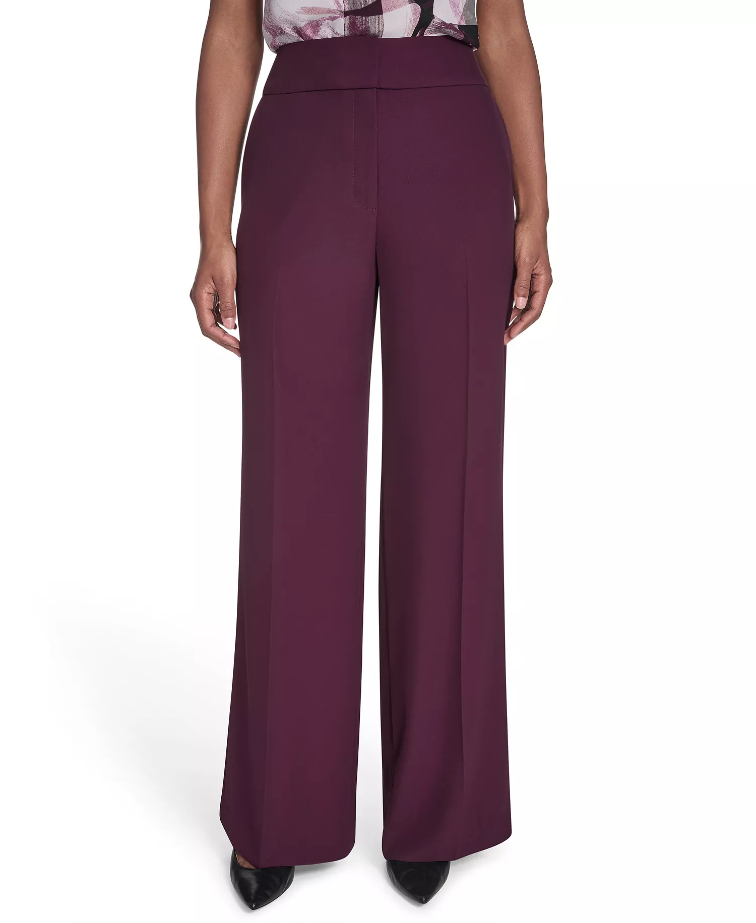 Women's Wide Leg Pants - Aubergine - 2