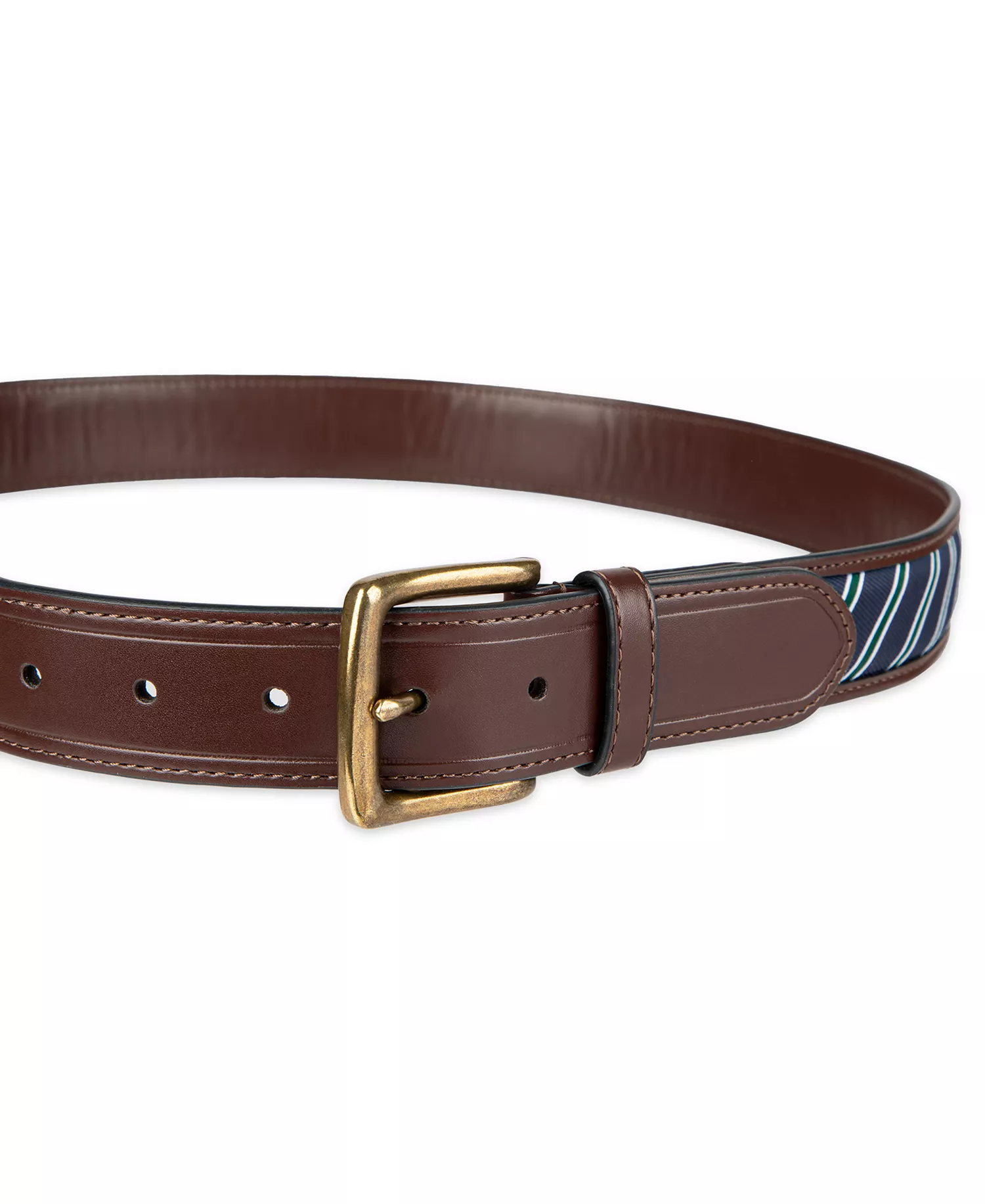 Men's Prep Striped Ribbon Inlay Casual Belt - Brown - L (38-40)