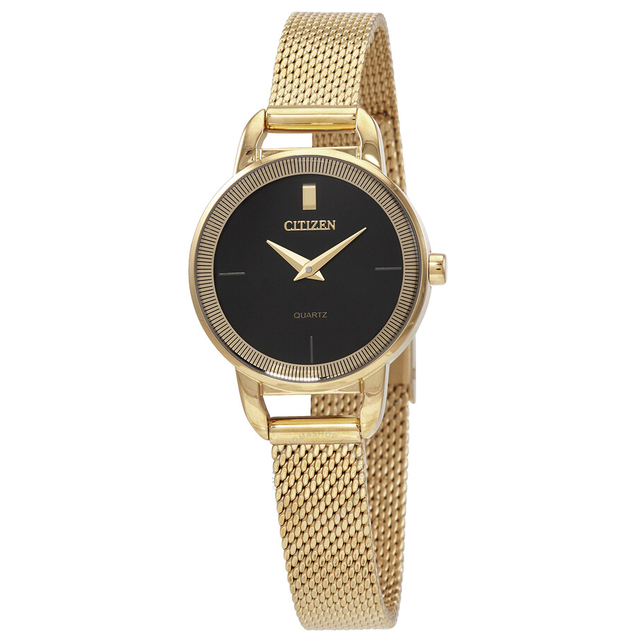 Citizen Gold-Tone Stainless Quartz Black Dial Ladies Watch