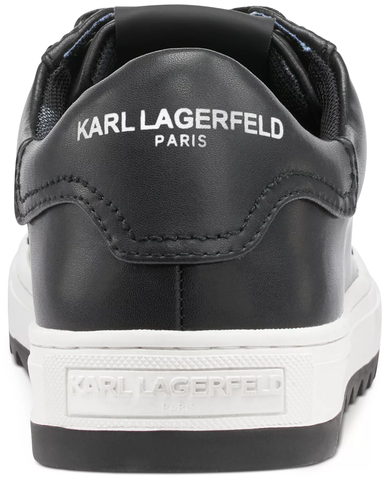 Karl Lagerfeld Men's Smooth Leather Tennis Sneaker - Black - 10