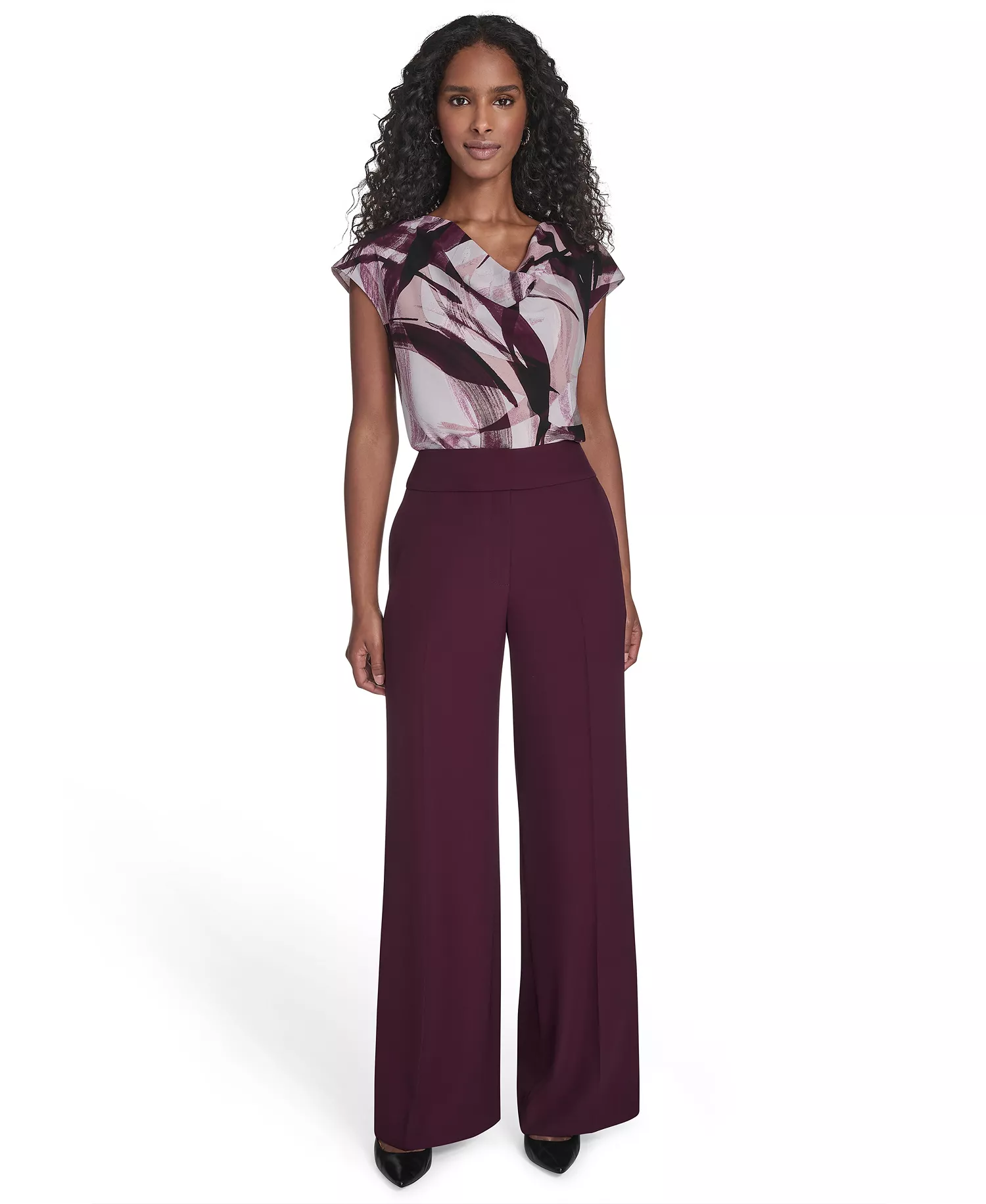 Women's Wide Leg Pants - Aubergine - 2
