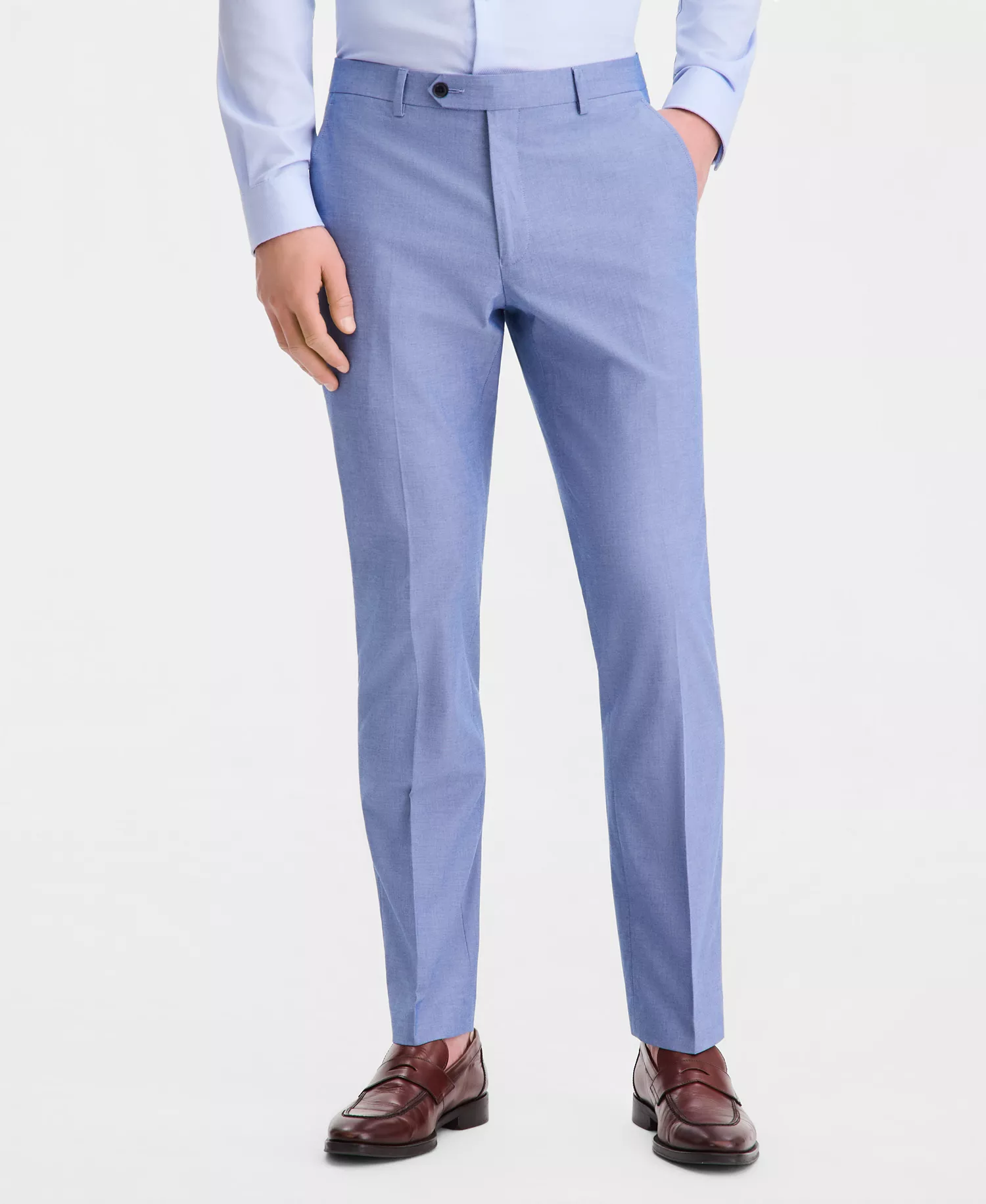 Men's Modern-Fit TH Flex Stretch Chambray Suit Separate Pants - Blue - 29 - 30
