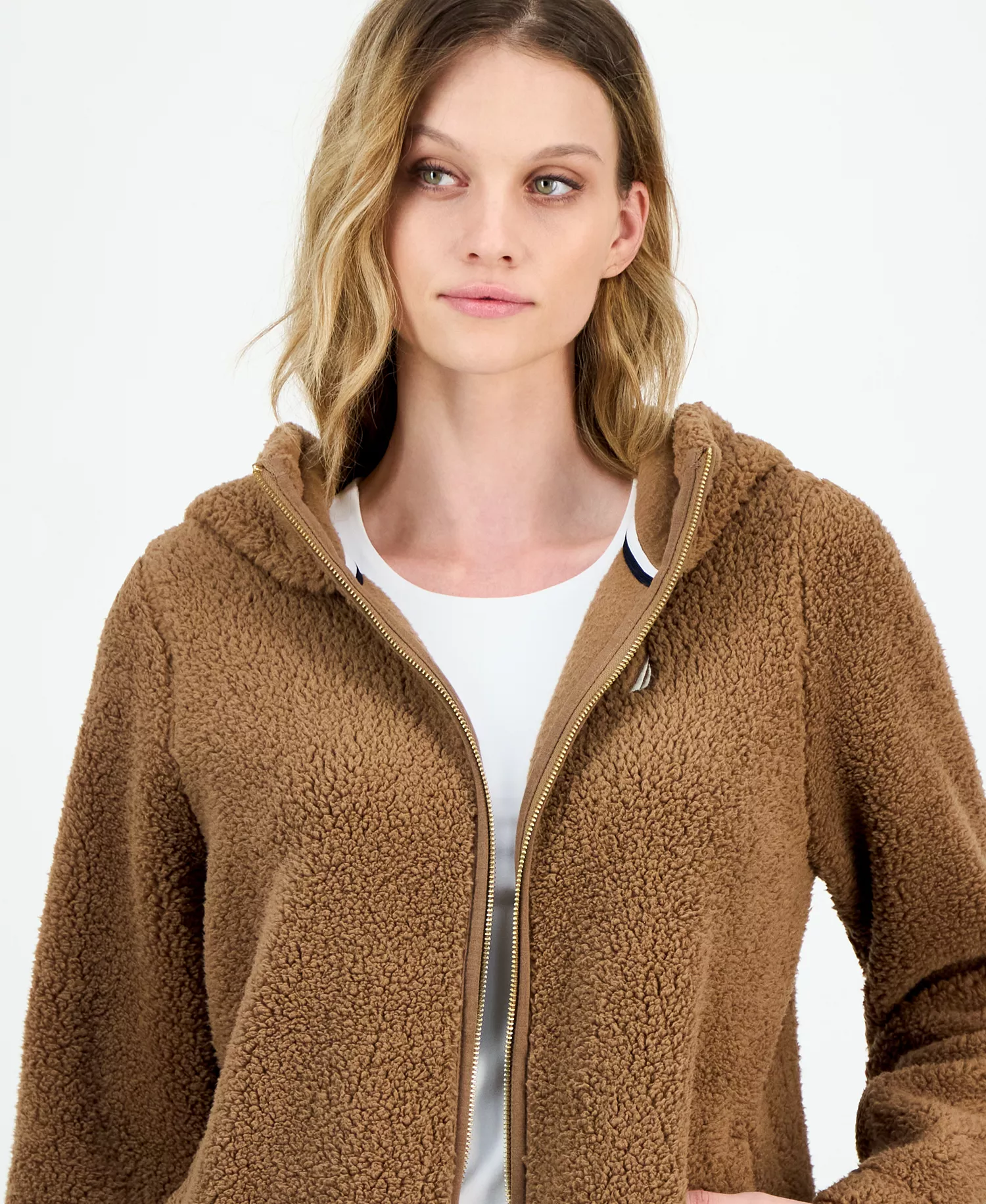 Nautica Women's Zippered Fleece Jacket - Barley - L