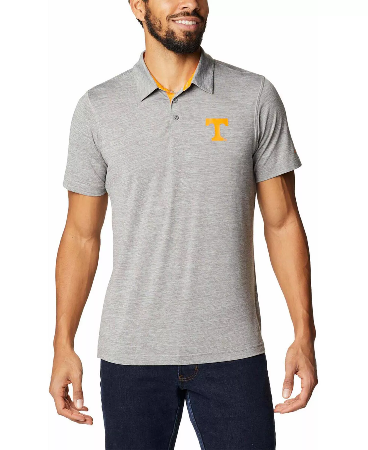 Men's Gray Tennessee Volunteers Tech Trail Space Dye Omni-Shade Polo - Gray - XXL