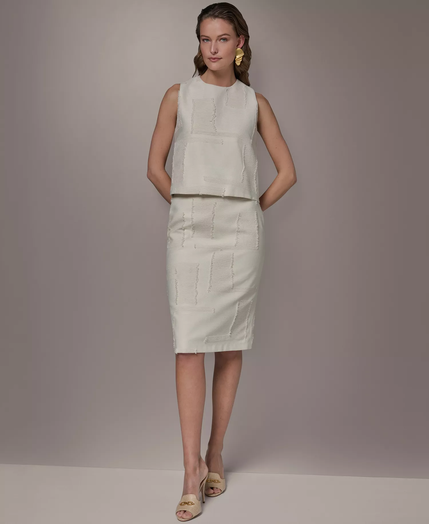 Petite Round Neck Crop Top - Natural - P/L