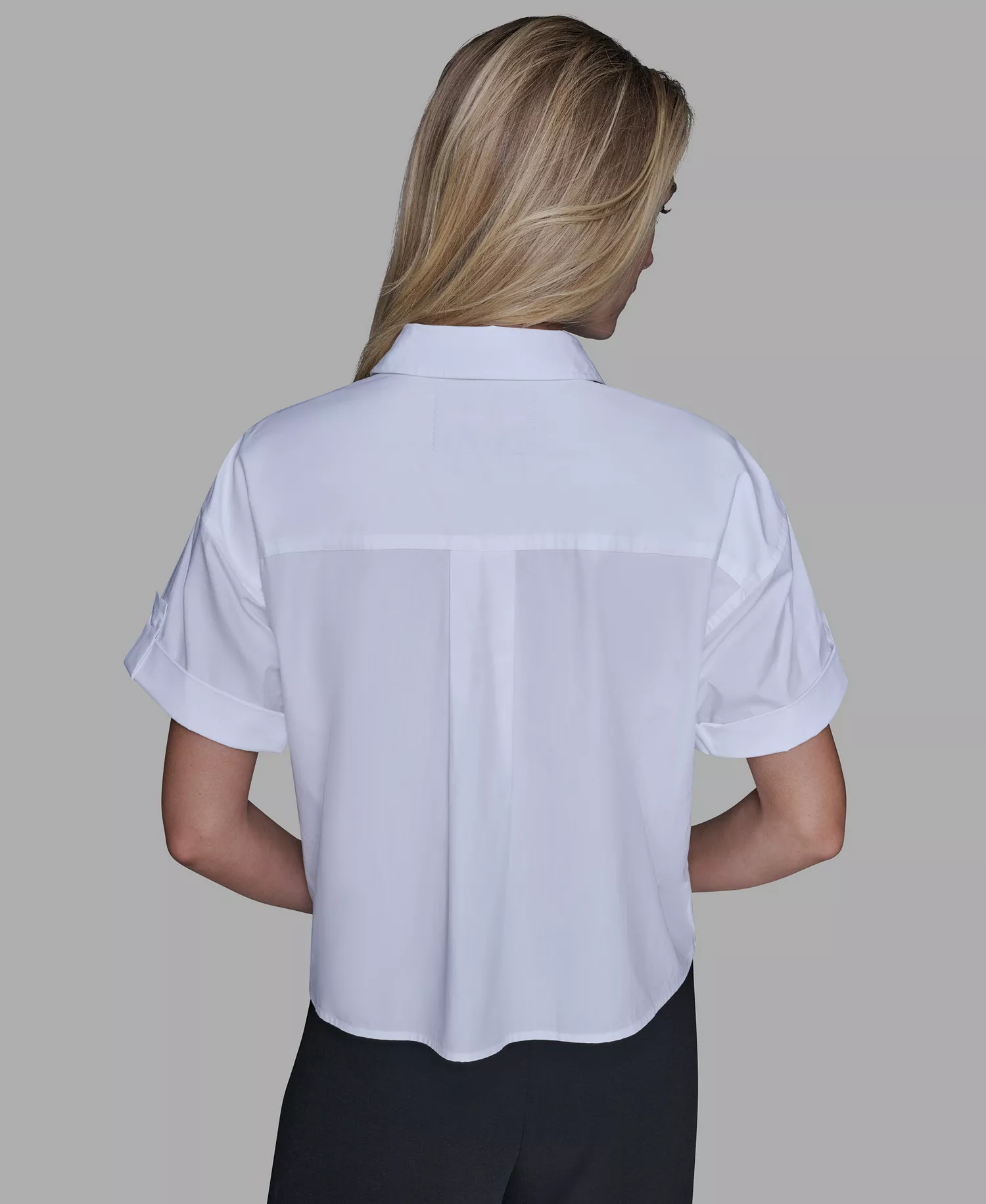 Women's Solid Floral Top - White - L