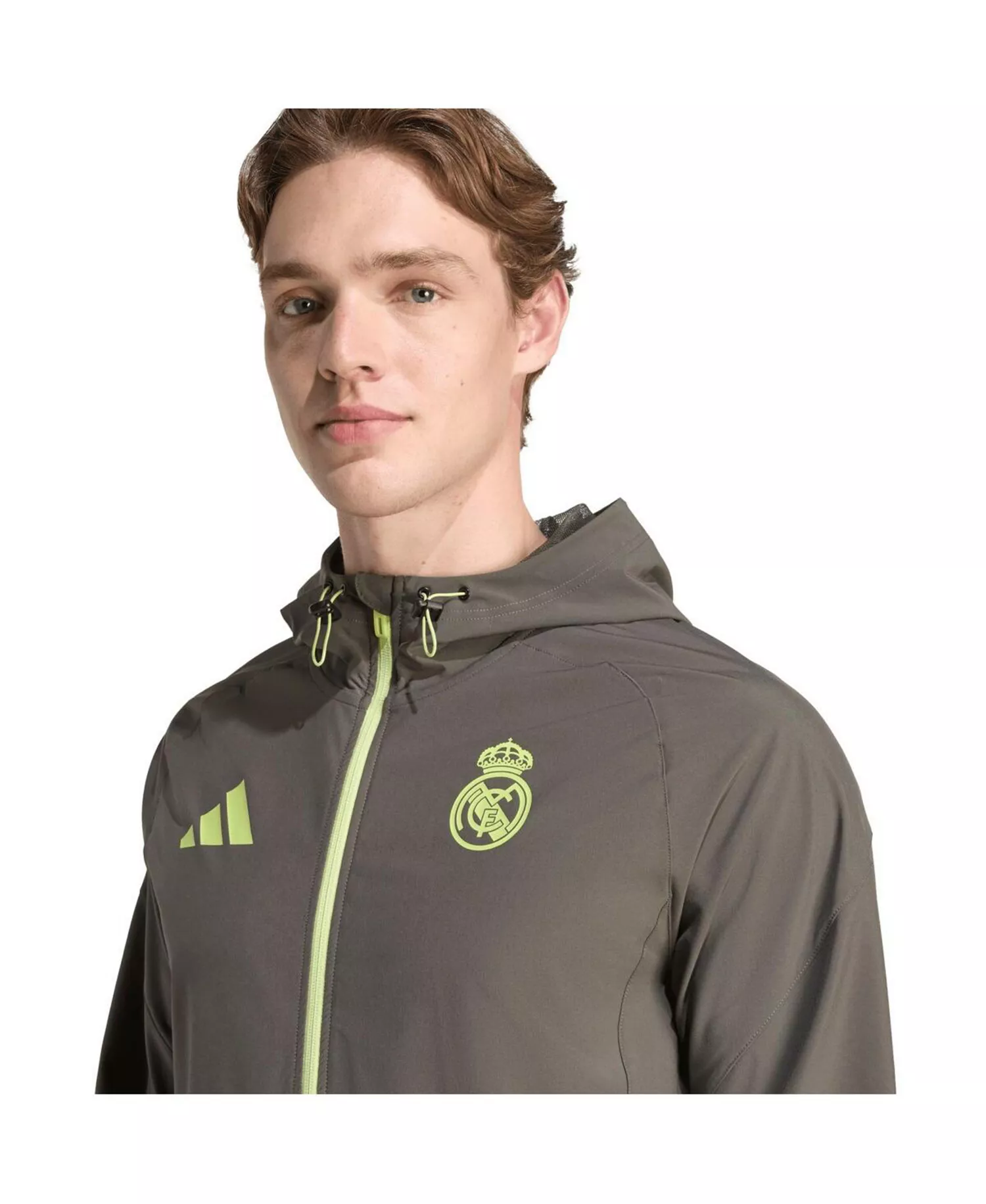 Men's Olive Real Madrid 2025/26 Tiro Vis Tech Travel Jacket - Olive - 2XL