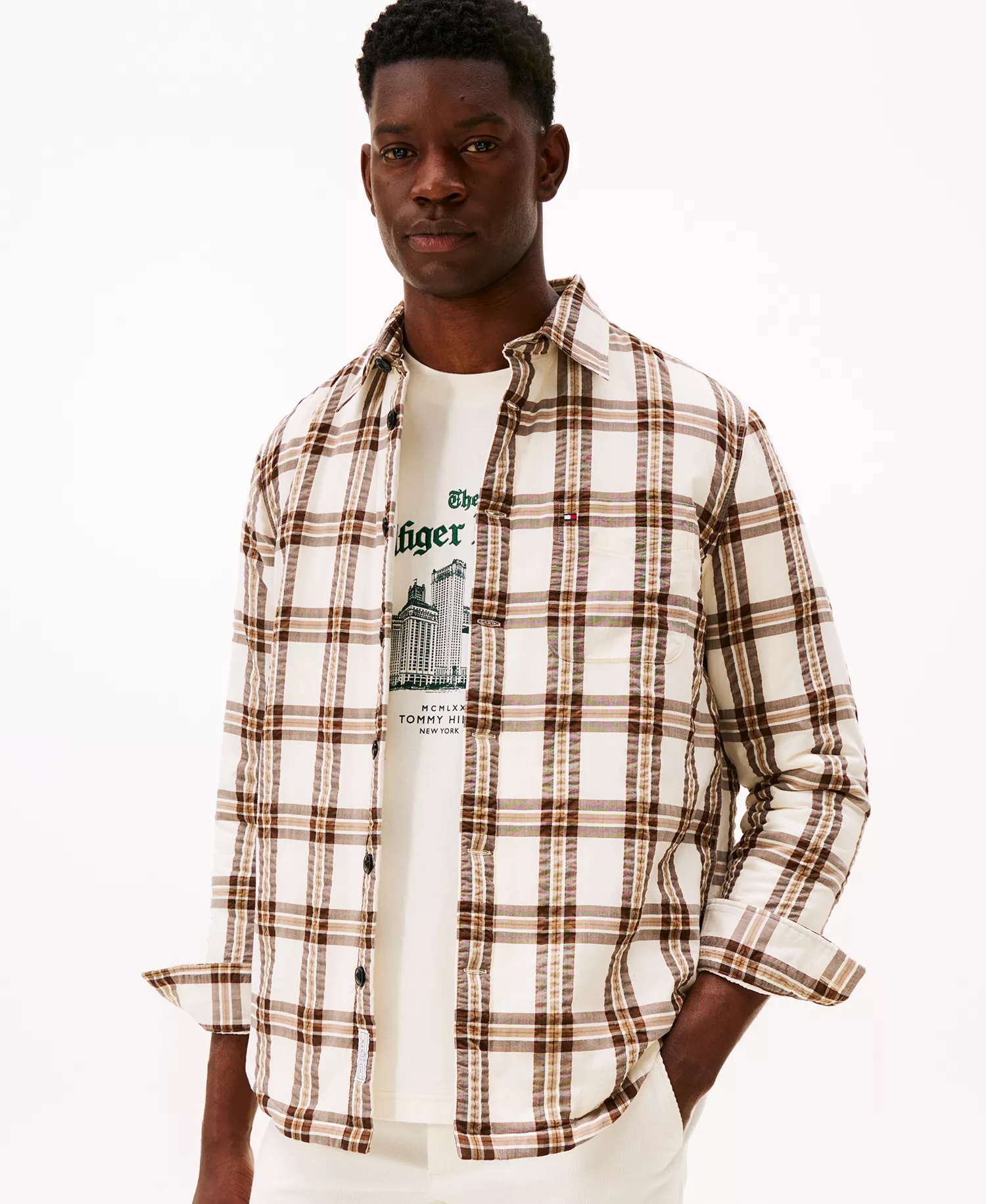 Men's Padded Relaxed Fit Overshirt - Legacy Brown - L