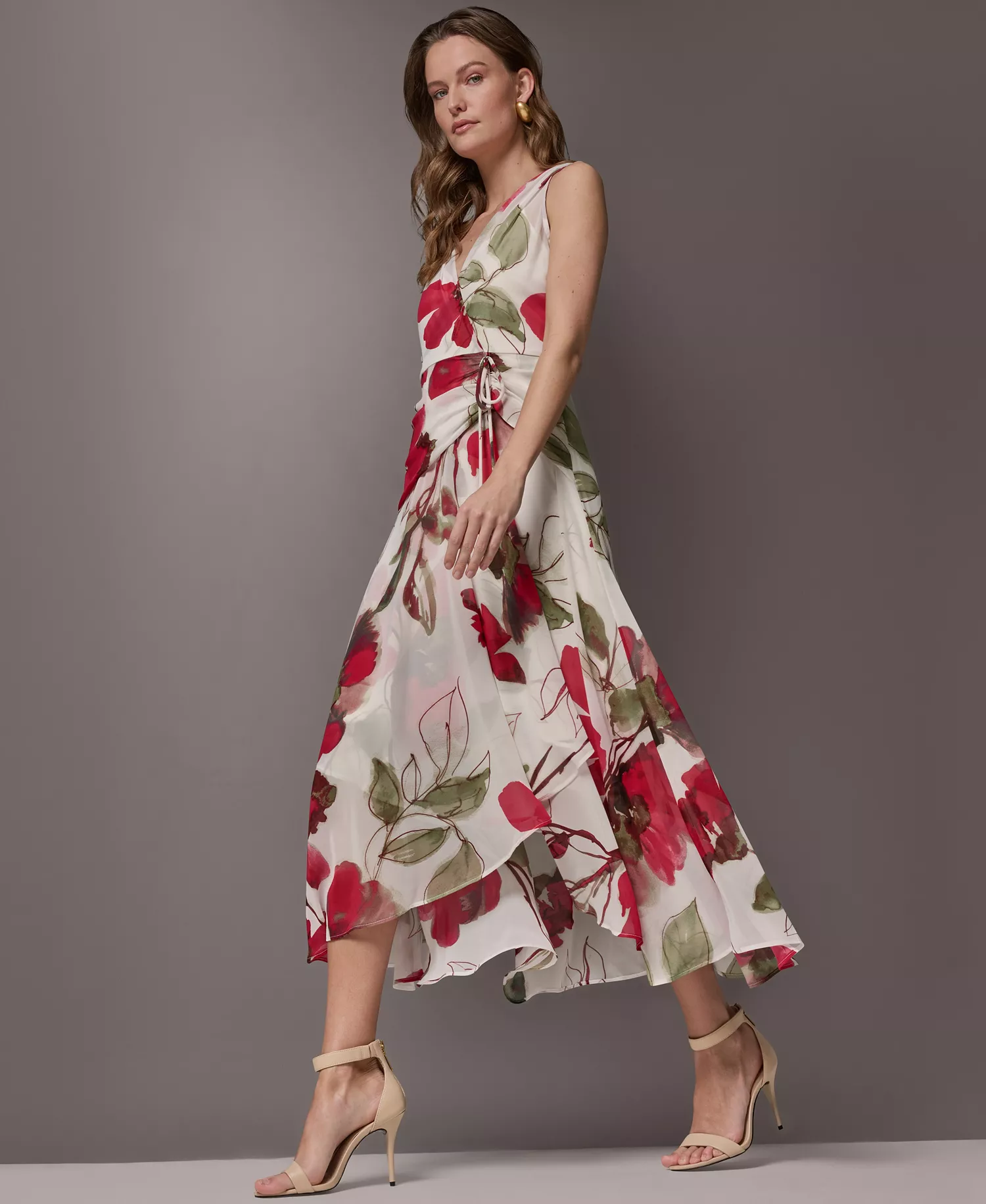 Women's Floral Faux Wrap Midi Dress - Azalea Multi - 10