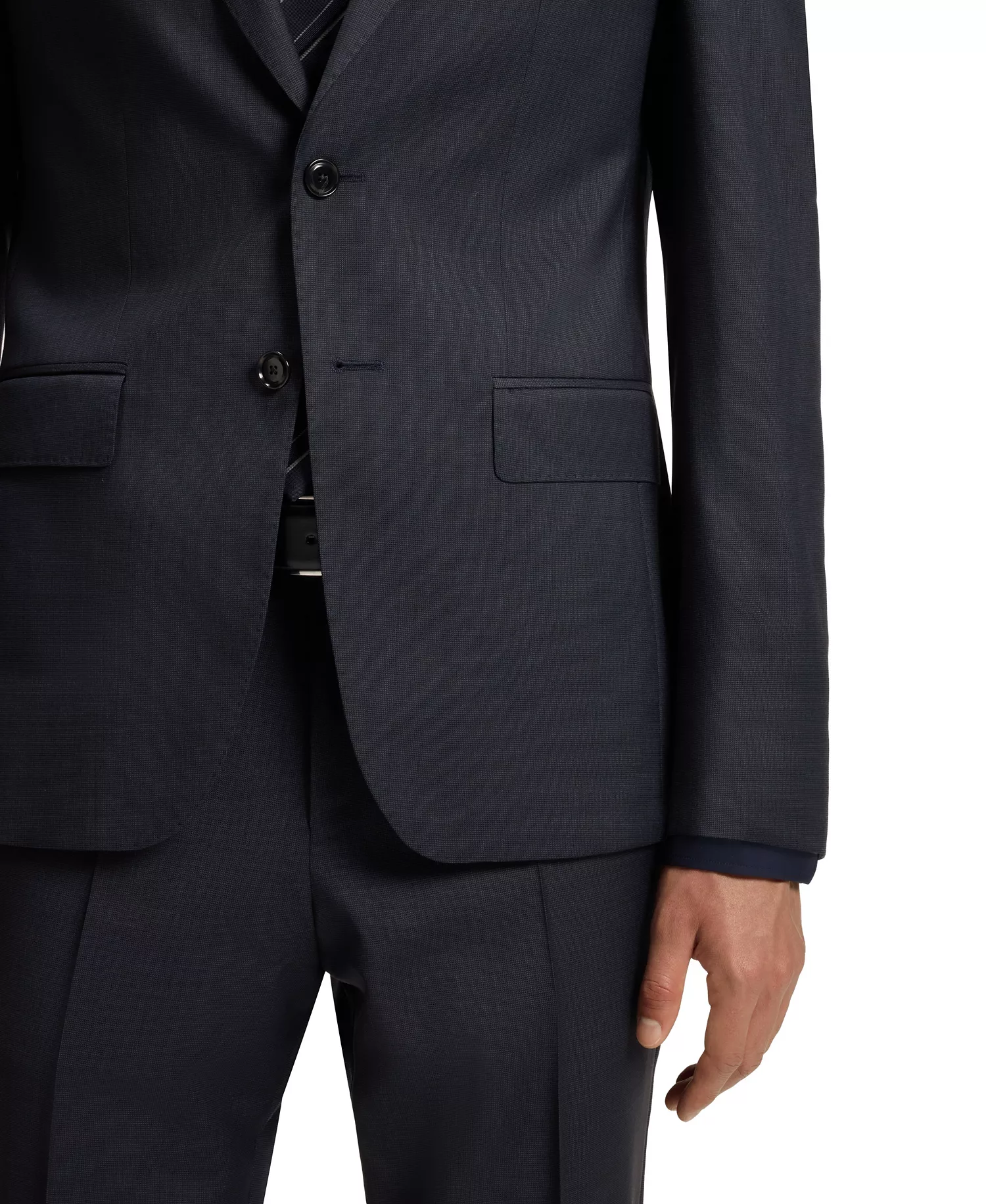 Men's 2-Piece Wool Slim-Fit Suit - Dark Blue - 38R