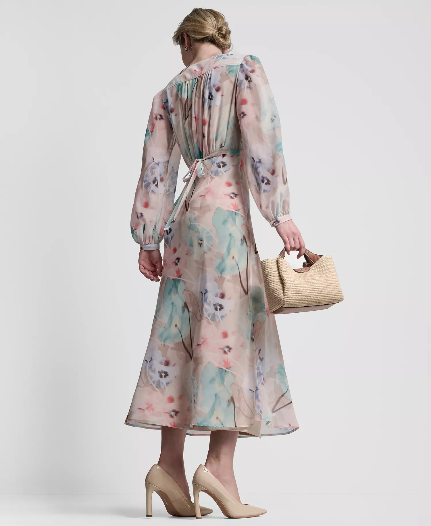 Women's V-Neck Fit and Flare Long Dress - Moonlight Multi - 10