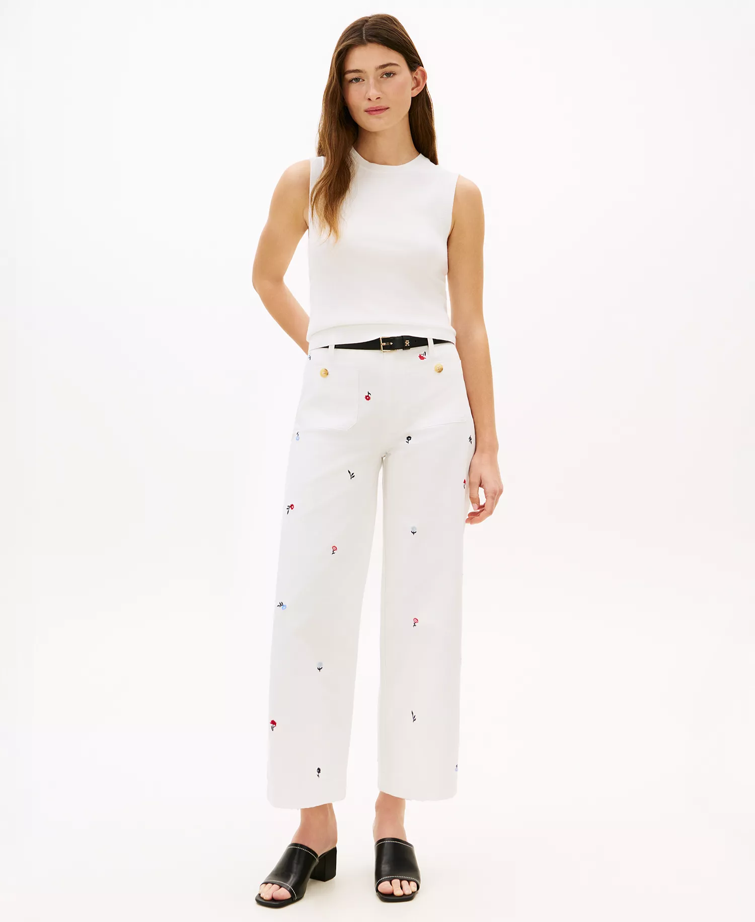 Women's Patch Pocket Printed Chinos Pants - Ecru - 10