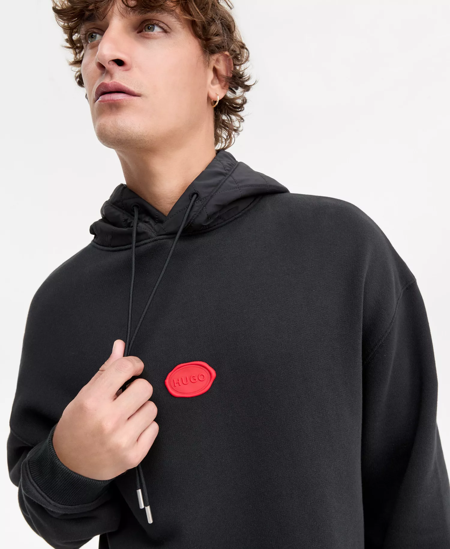 Dilvano Oversized Wax Logo Pullover Hoodie - Black - L