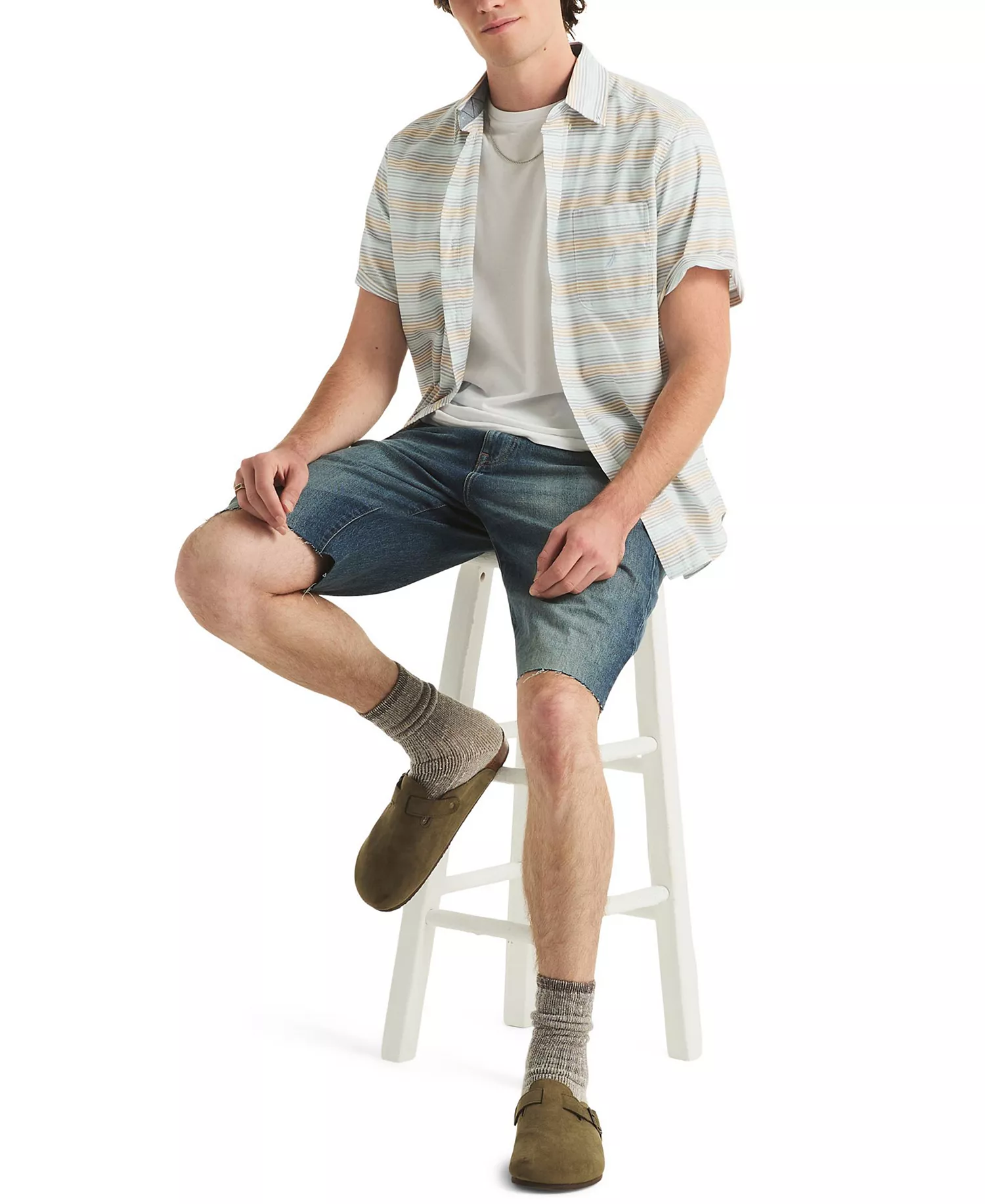 Men's Oxford Stripe Regular-Fit Shirt - Sail White - 2XL