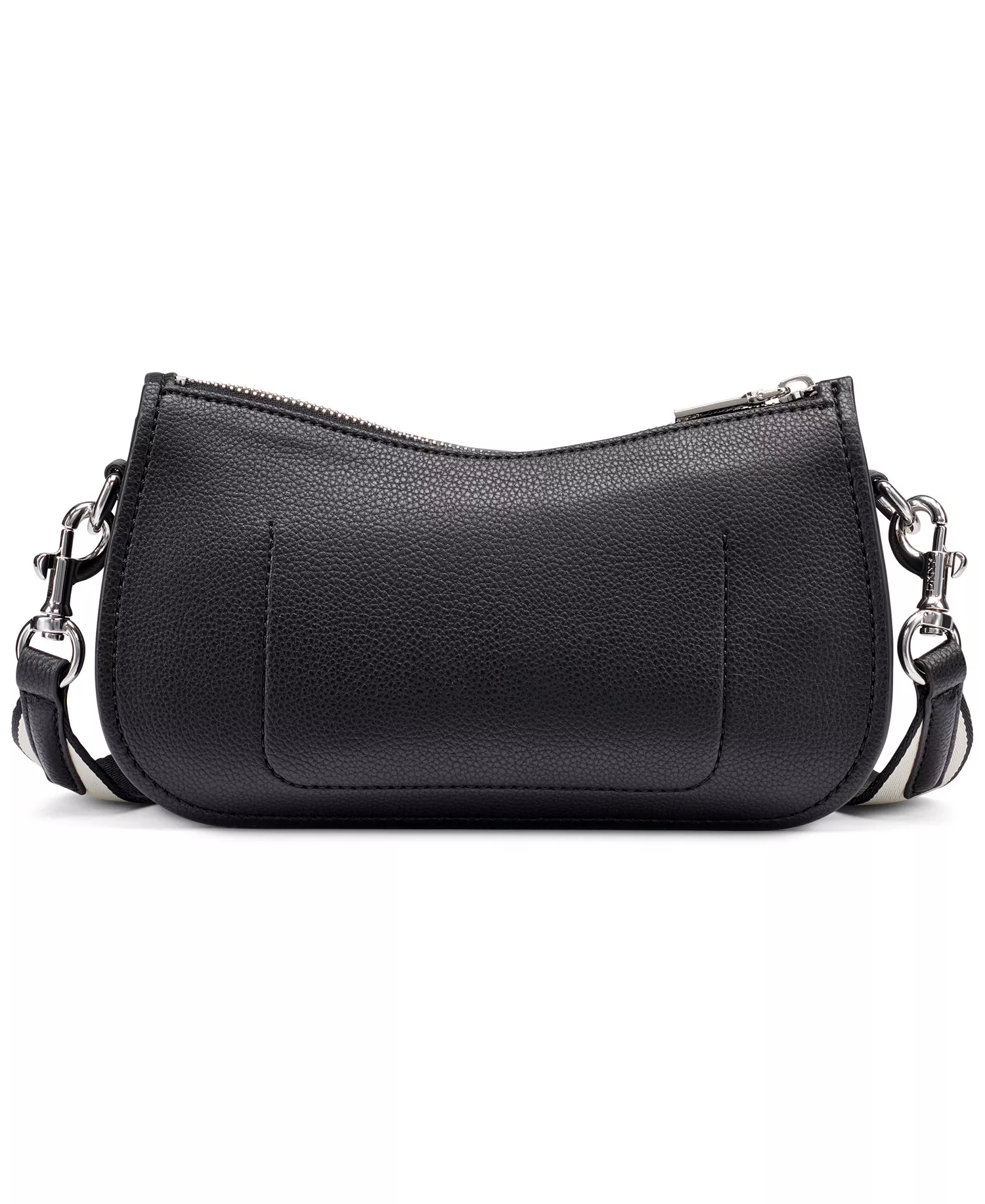 Nessa Zipper Closure Small Shoulder Bag - Black/Silver - No Size