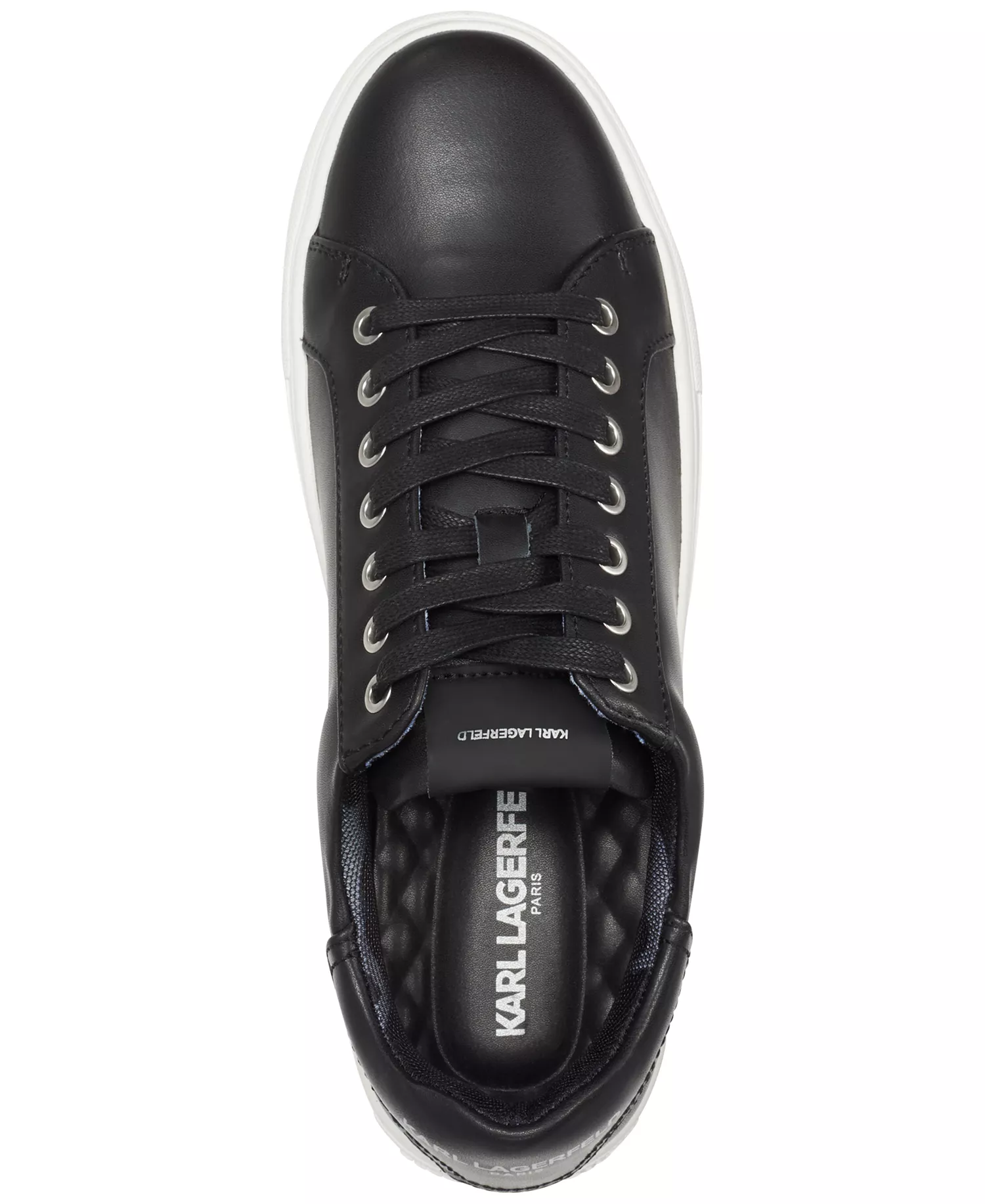 Karl Lagerfeld Men's Smooth Leather Tennis Sneaker - Black - 10