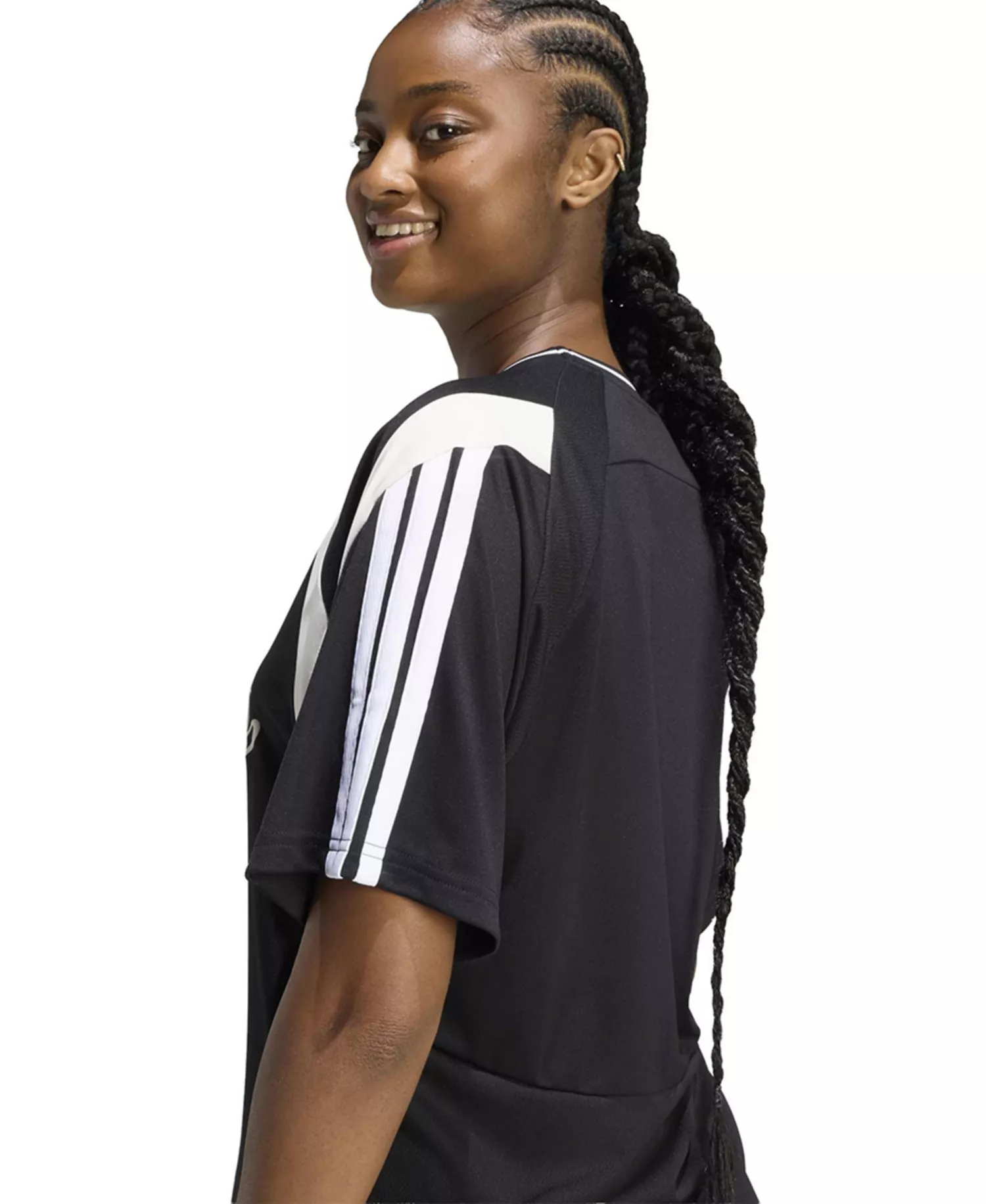 Women's Knitted Short-Sleeve T-Shirt - Black/Off White/White - L