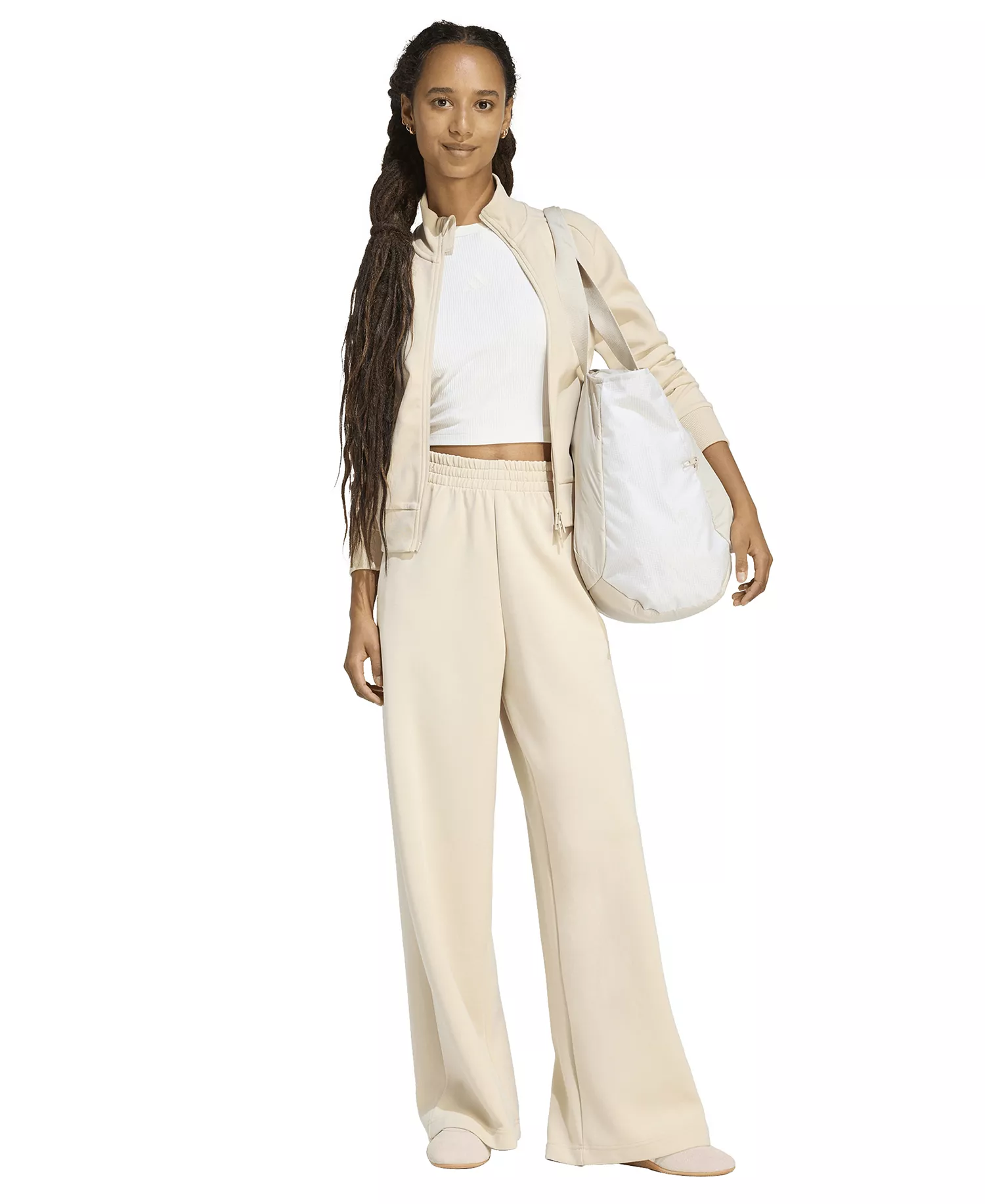 Women's Soft Lux Straight Loose Sportswear Pants - Crystal Linen - 2XL