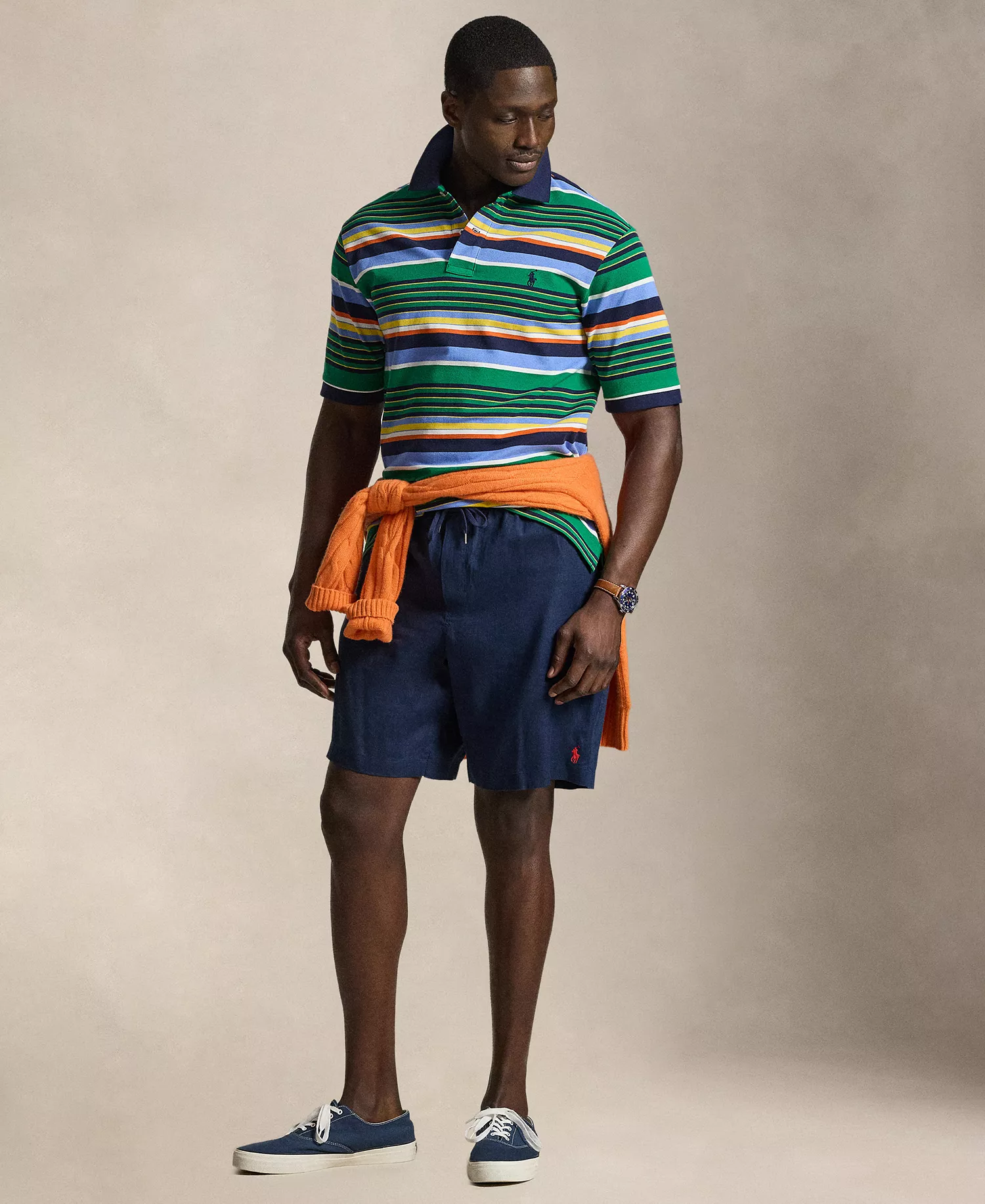 Men's Big & Tall Striped Mesh Polo Shirt - Billiard Stripe Multi - 2LT