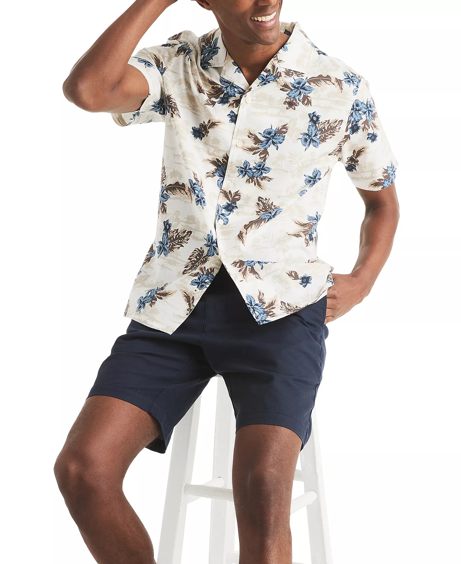 Men's Floral Camp Shirt - Sail White - 2XL