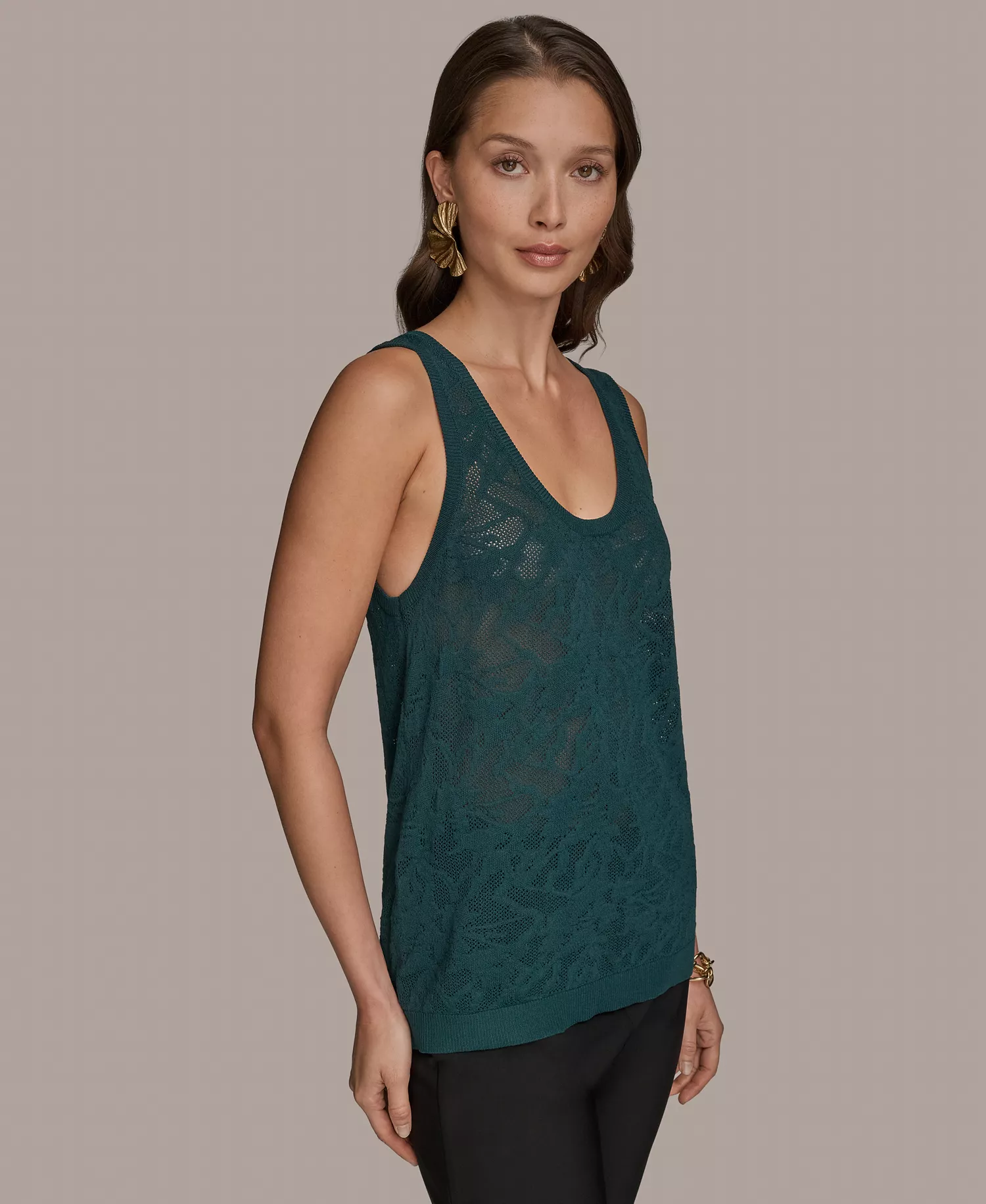 Women's Sleeveless Pointelle-Knit Tank Top - Hudson - M