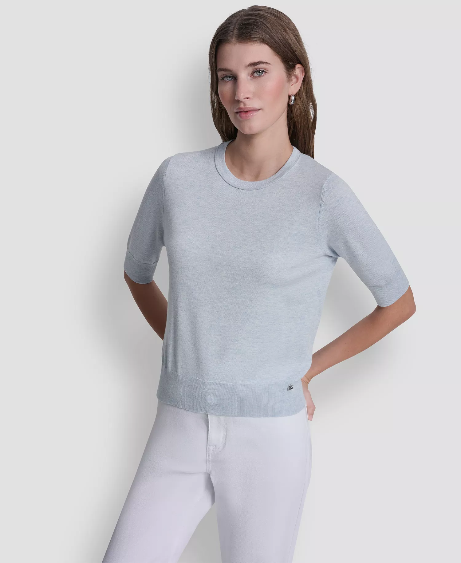 Women's Elbow-Sleeve Crew Neck Sweater - Frst Blu Heather - L