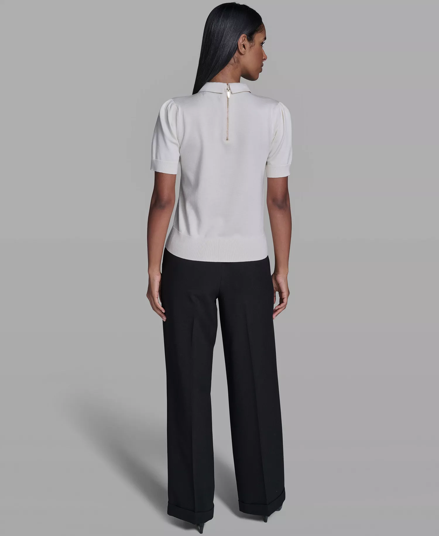 Women's Collared Sweater - Bisque - L