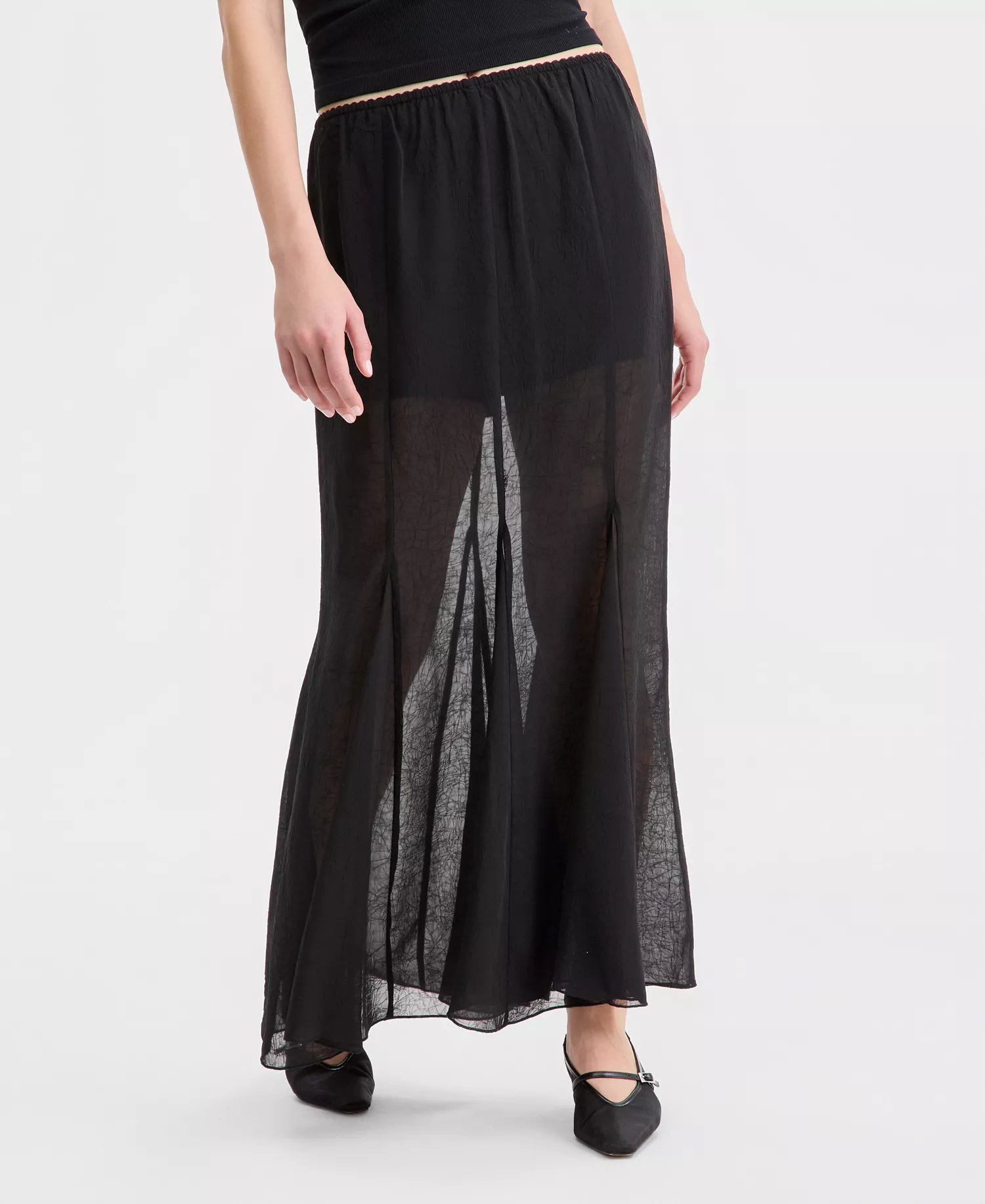 Women's Godet Maxi Skirt, Macy's Exclusive - Deep Black - L