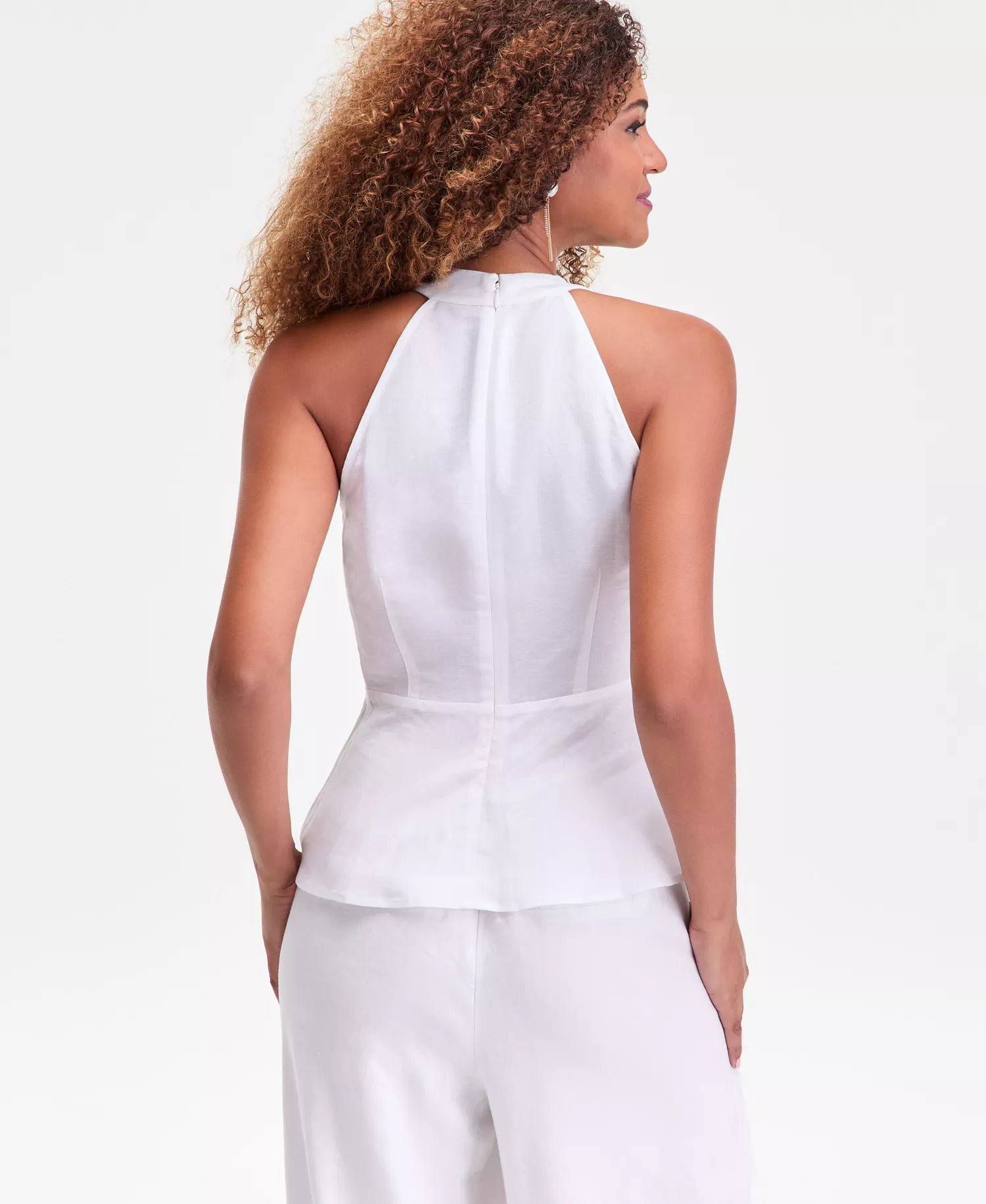 Women's Sleeveless Linen Tie-Waist Top, Macy's Exclusive - Bright White - 0