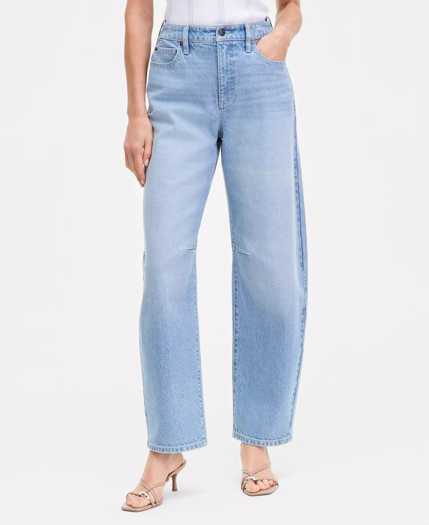 Women's High-Rise Barrel-Leg Jeans, Macy's Exclusive  - Solice Wash - 10